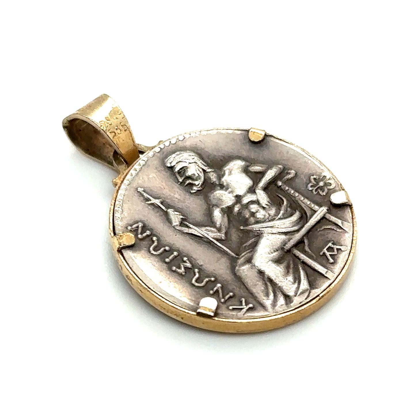 Circa 2000s Greek Athena Coin Pendant in 14K Gold