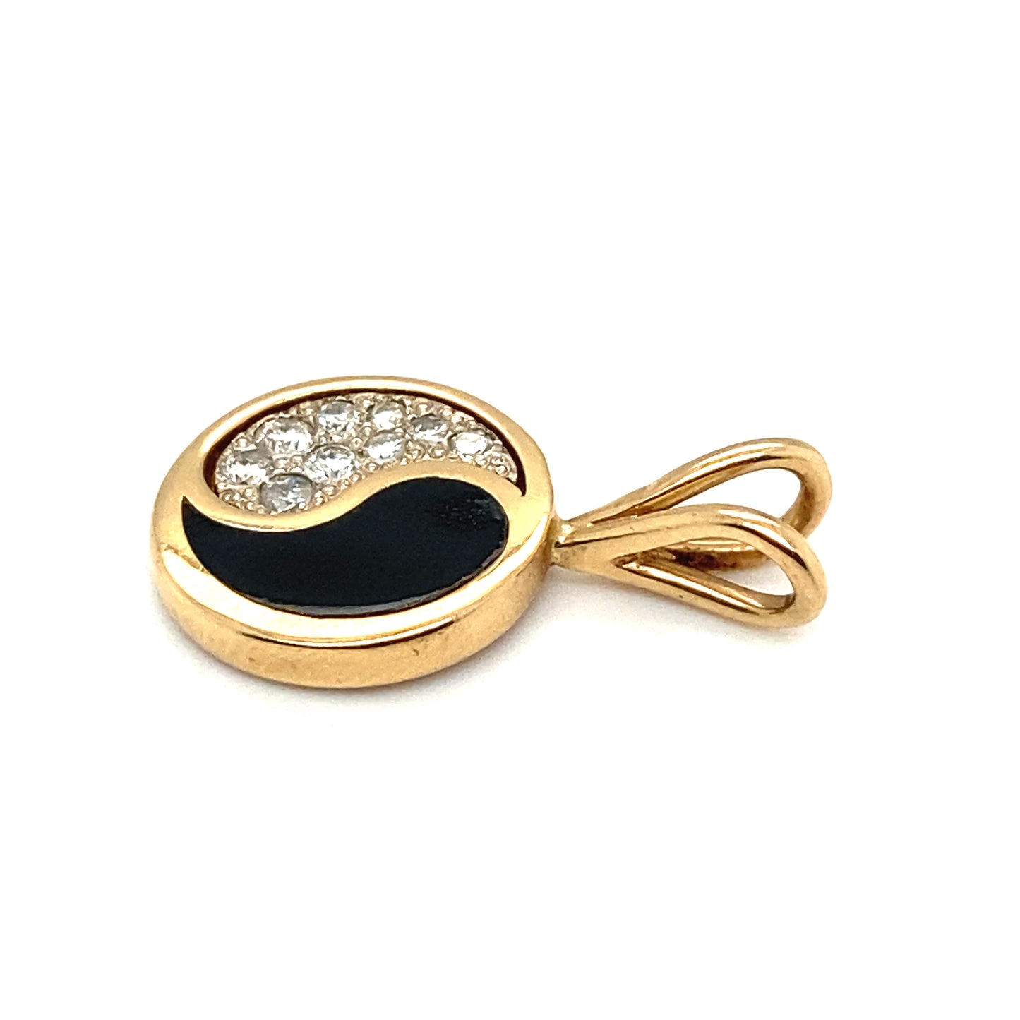 Hawaiian Black Coral and Diamond Yin-Yang Pendant in 14K Gold