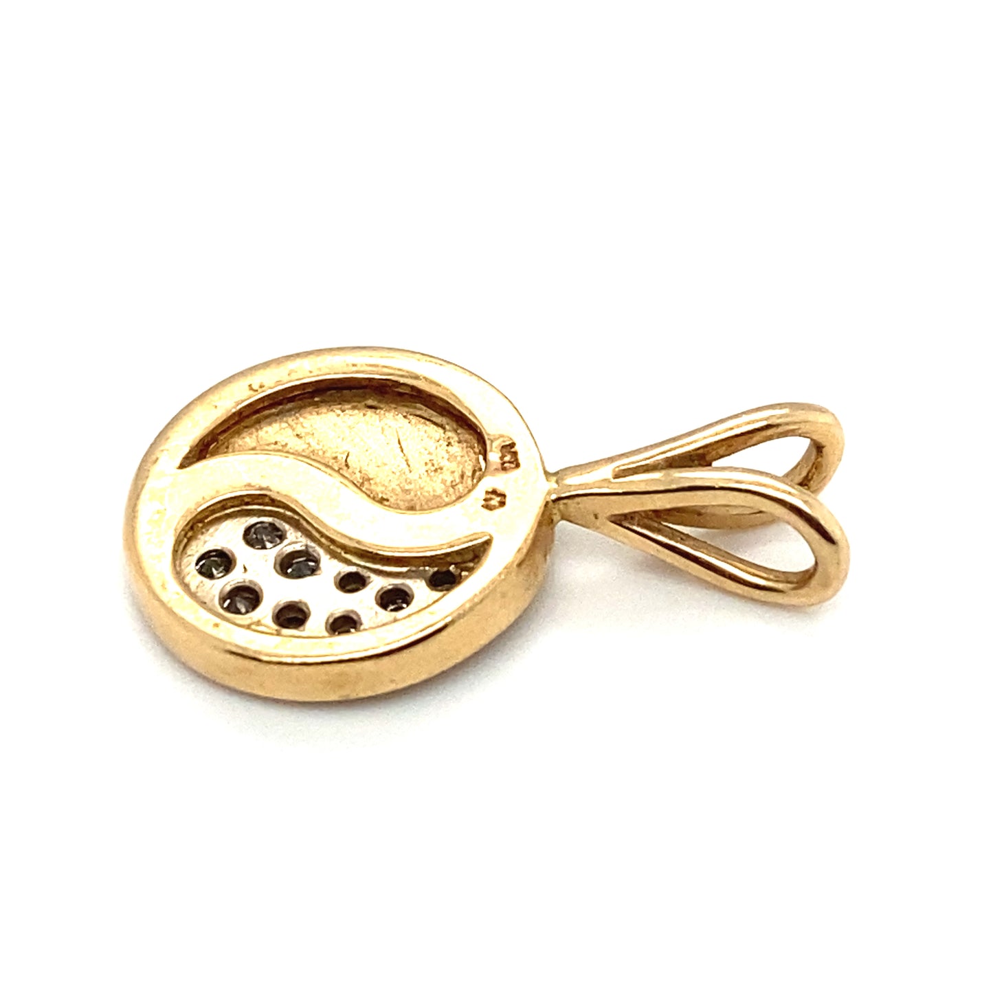 Hawaiian Black Coral and Diamond Yin-Yang Pendant in 14K Gold