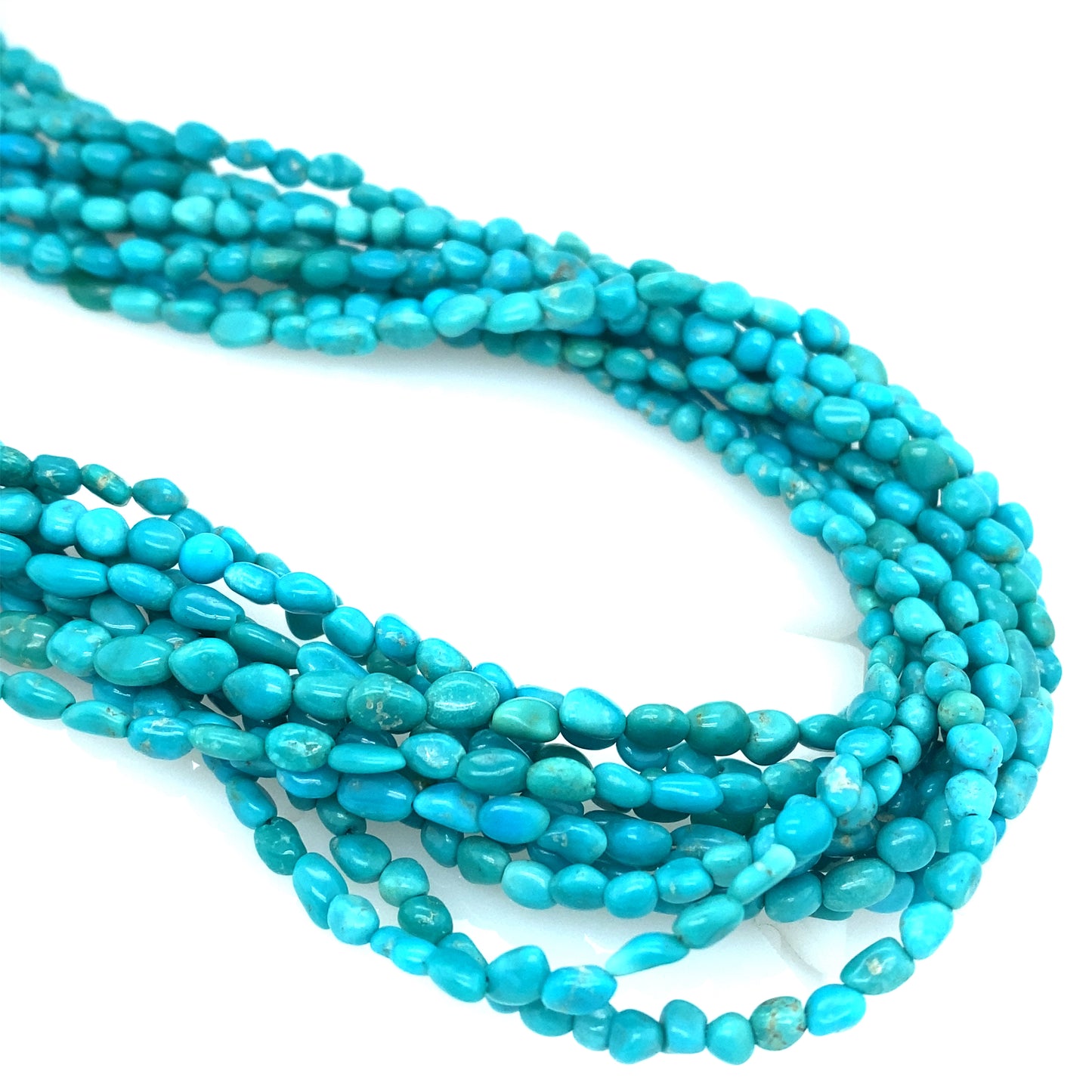 Circa 1970s Southwestern Multi Strand Turquoise Necklace in Sterling Silver