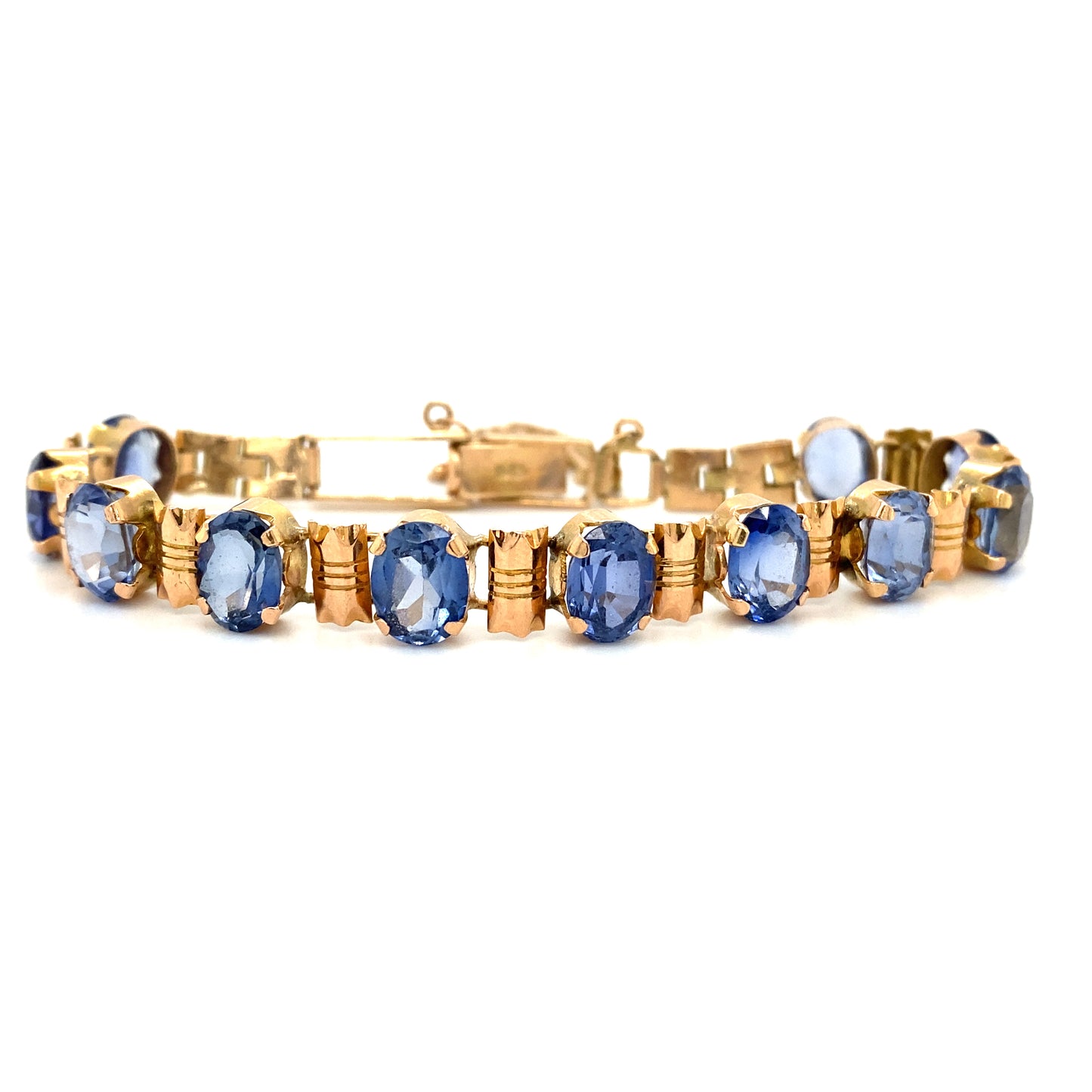 Circa 1990s Oval Iolite Bracelet in 14K Gold