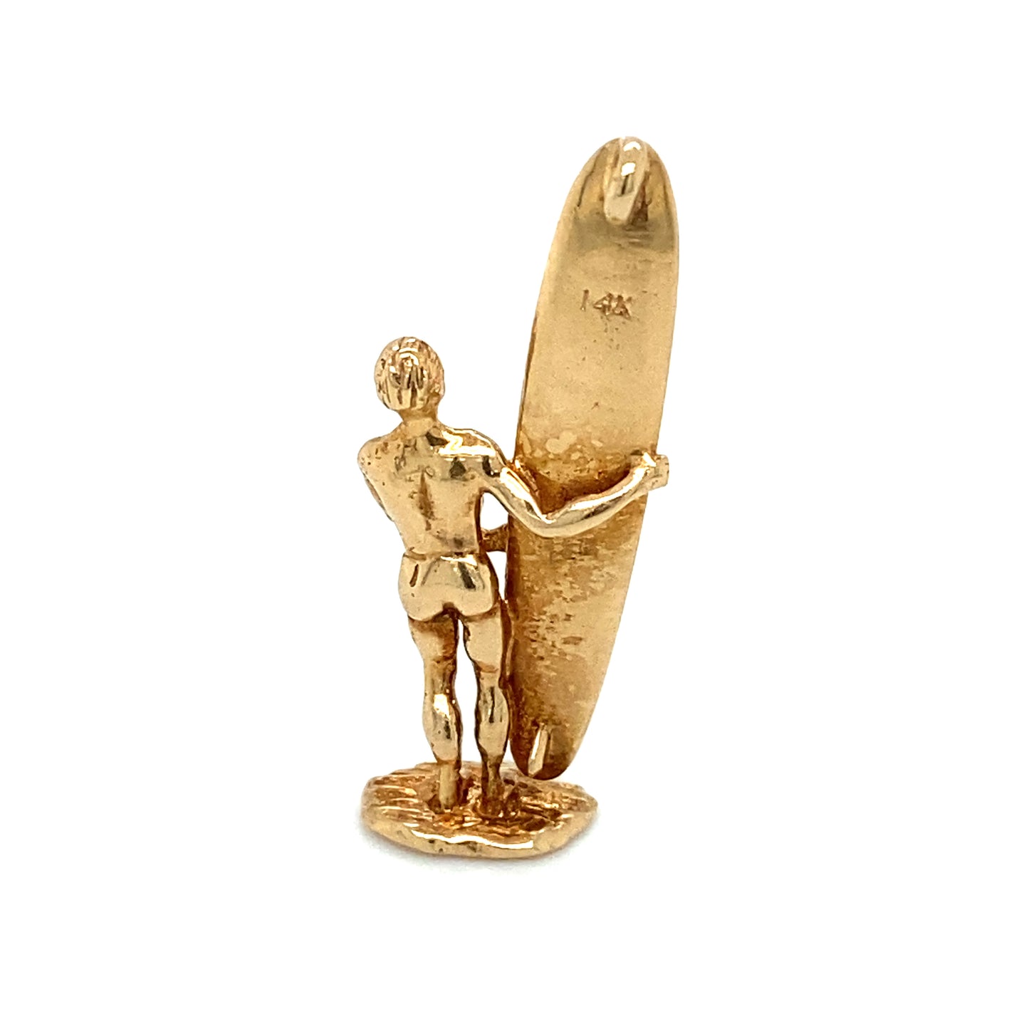 Circa 2000s Waikiki Hawaii Surfer Charm in 14K Gold