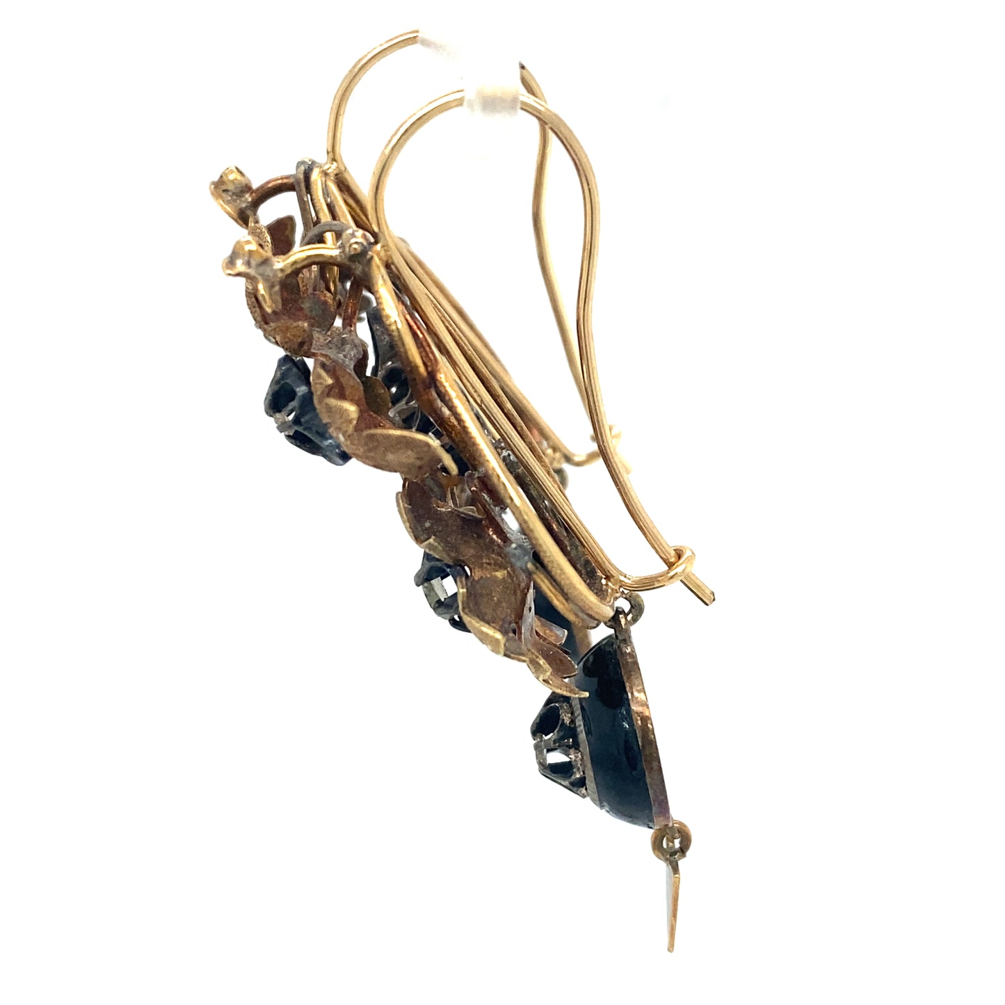 Circa 1870s Iberian Diamond Floral Dangle Earrings in Silver/Gold