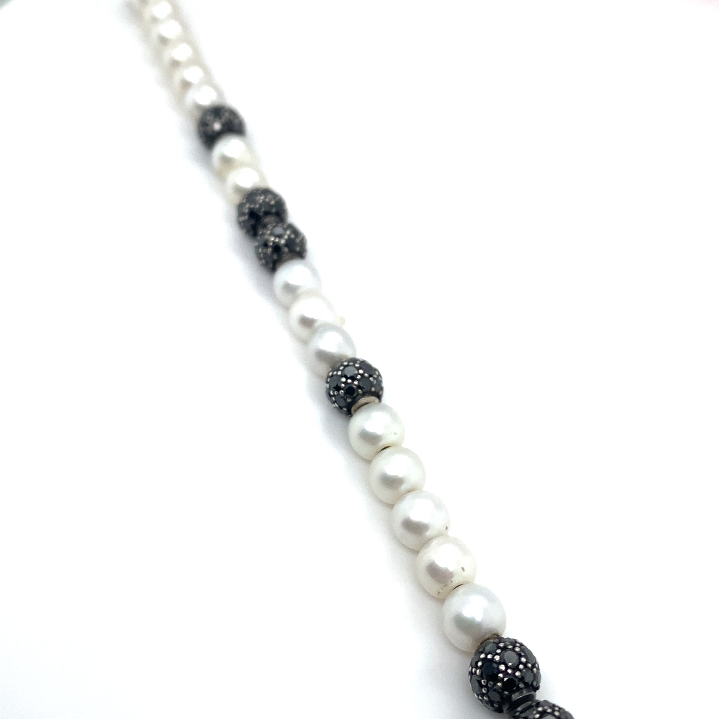 DAVID YURMAN Spiritual Beads Pearl and Black Diamond Bracelet with Silver Clasp