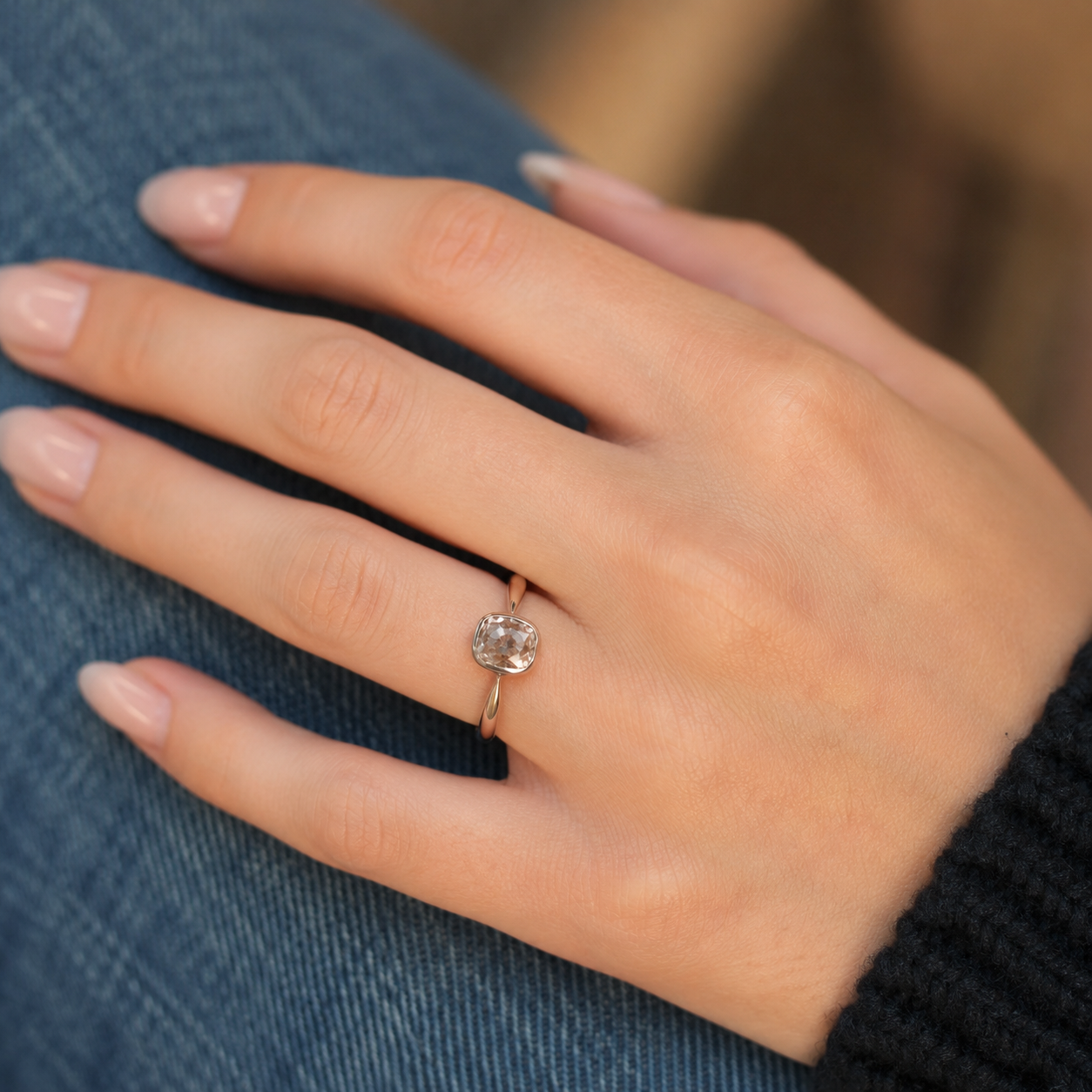 Circa 1890s Antique .50ct Antique Cushion Engagement Ring in 14K Yellow Gold - VHK#534