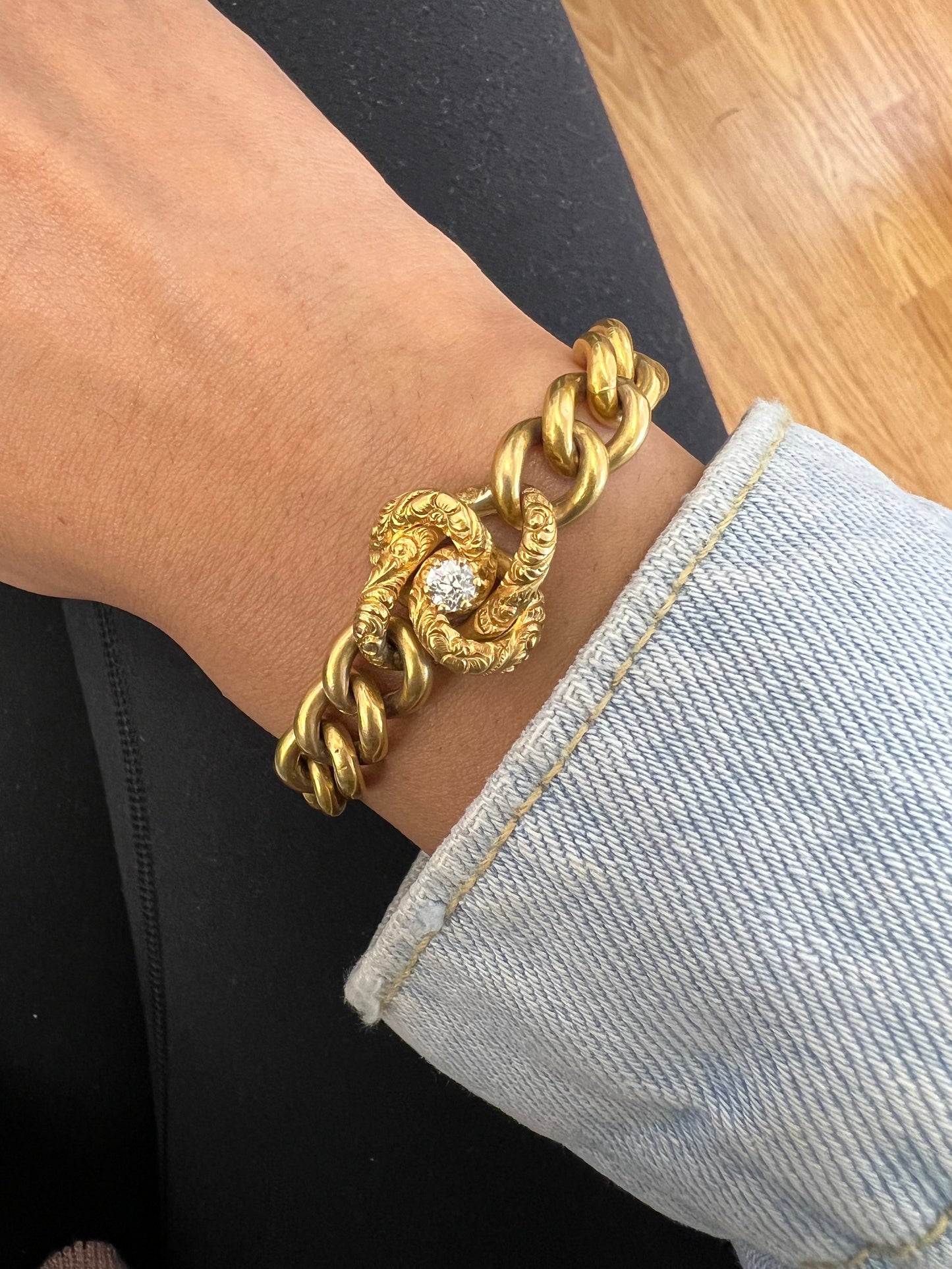 Circa 1890s Victorian Bracelet .25ct Old European Cut Diamond