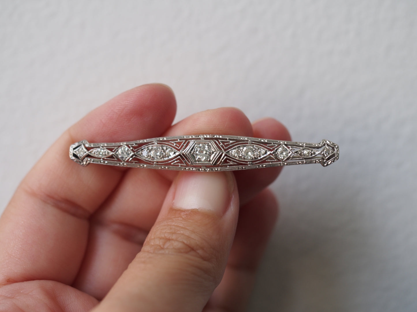 1920 Art Deco Platinum .80cttw Old European Brilliant Diamond Pin