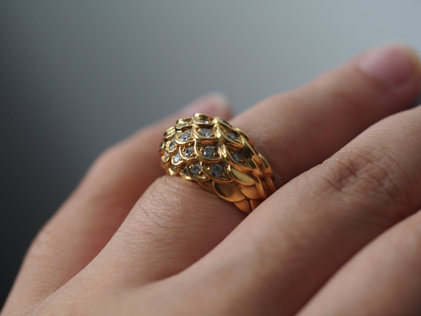 18K Yellow Gold Judith Lieber Diamond Cocktail Ring