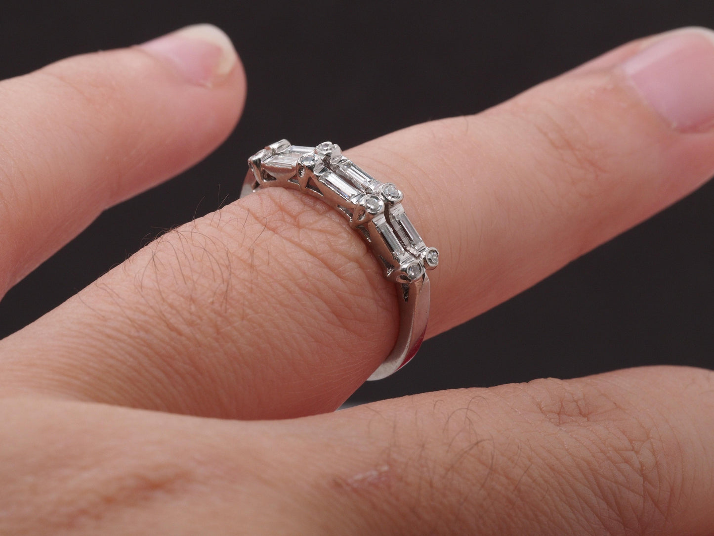 Circa 1930s Platinum Two Row Diamond Wedding Band - VHK#489