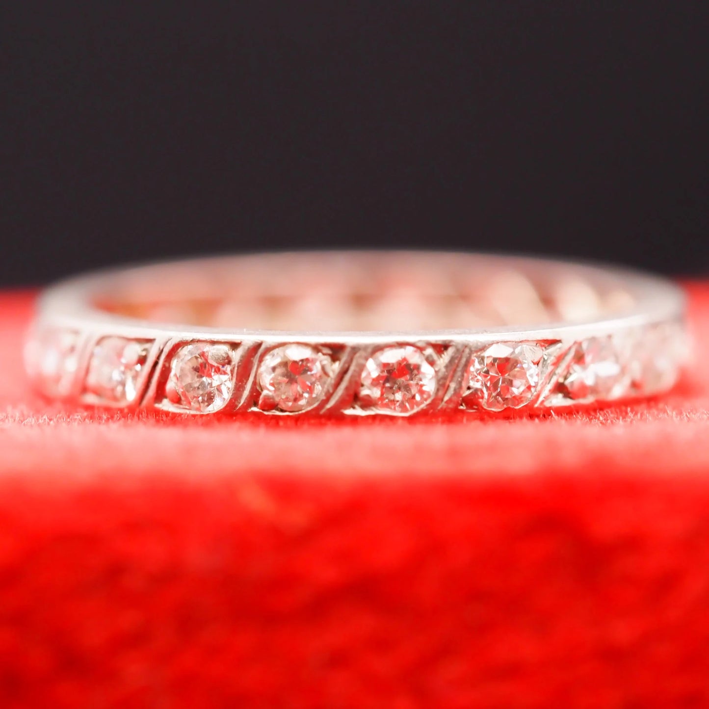 Circa 1920s Art Deco Platinum Old European Diamond Eternity Band - VHK#546