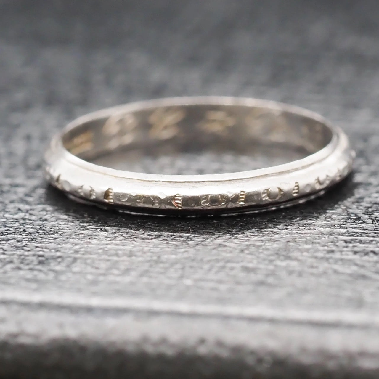 Circa 1927 Engraved Date Platinum Art Deco Wedding Band - VHK#570