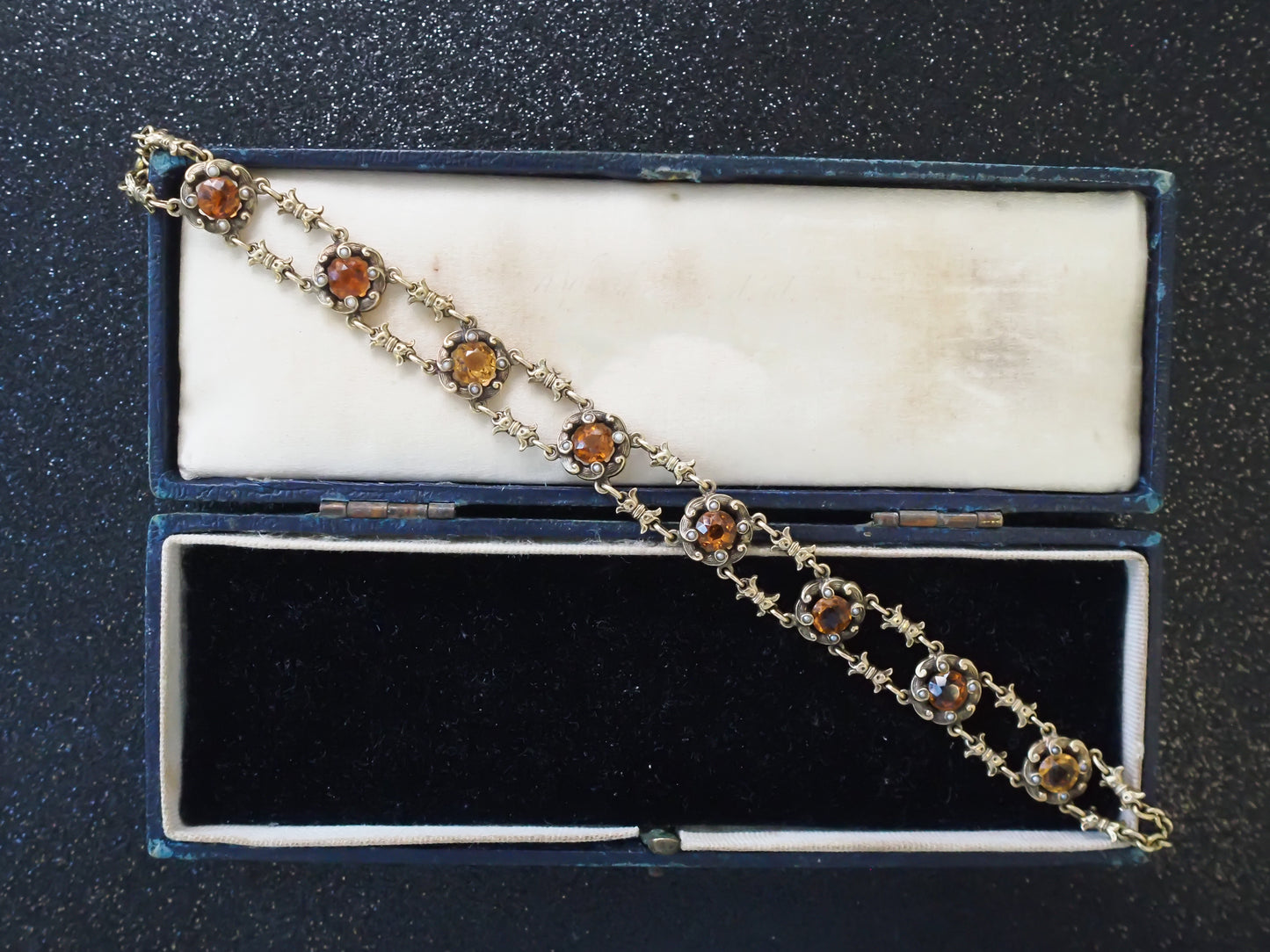 1900s Art Nouveau 14K Yellow Gold and Citrine Bracelet