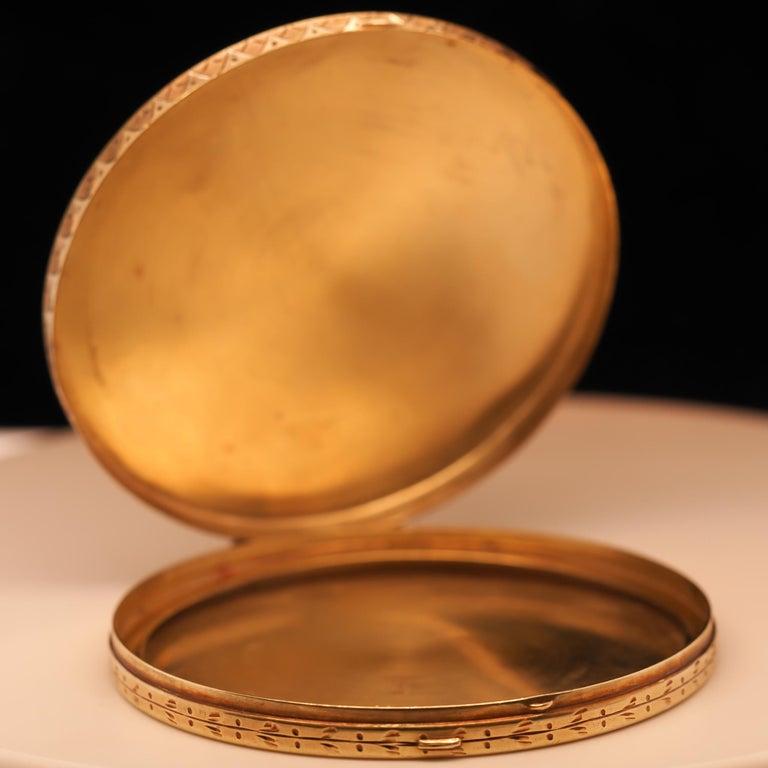 Edwardian 14 Karat Yellow Gold Compact Gold Case with Engravings - VHK#446a