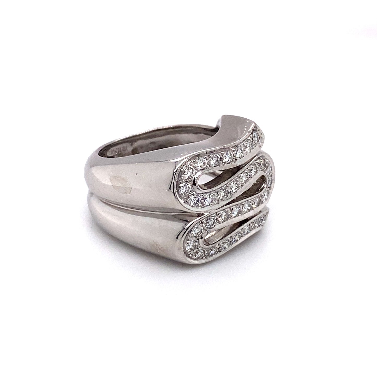 Versace 0.80ctw VVS Diamond Serpent Ring in 18K White Gold