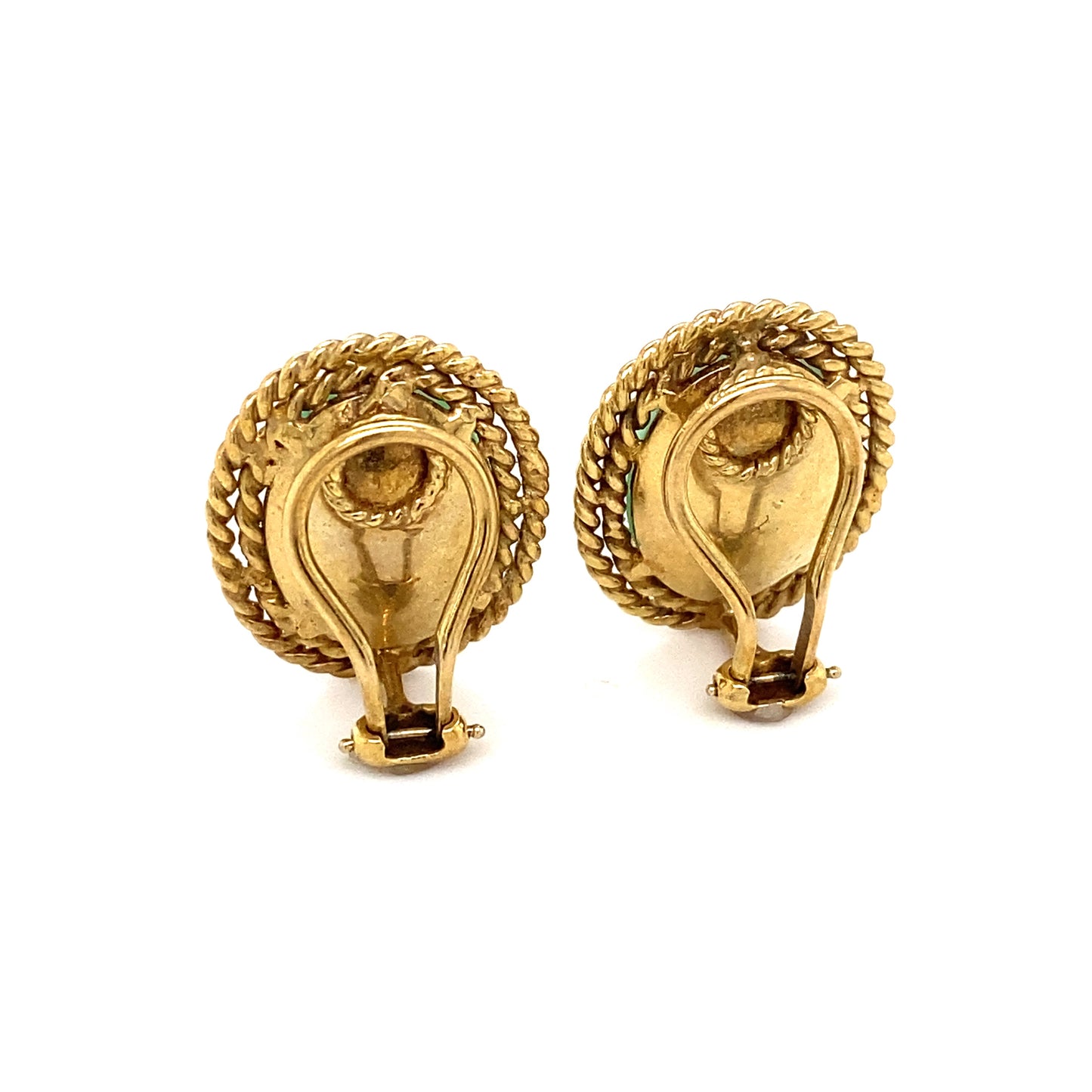 Vintage 1950s Oval Persian Turquoise Clip Earrings in 18K Gold