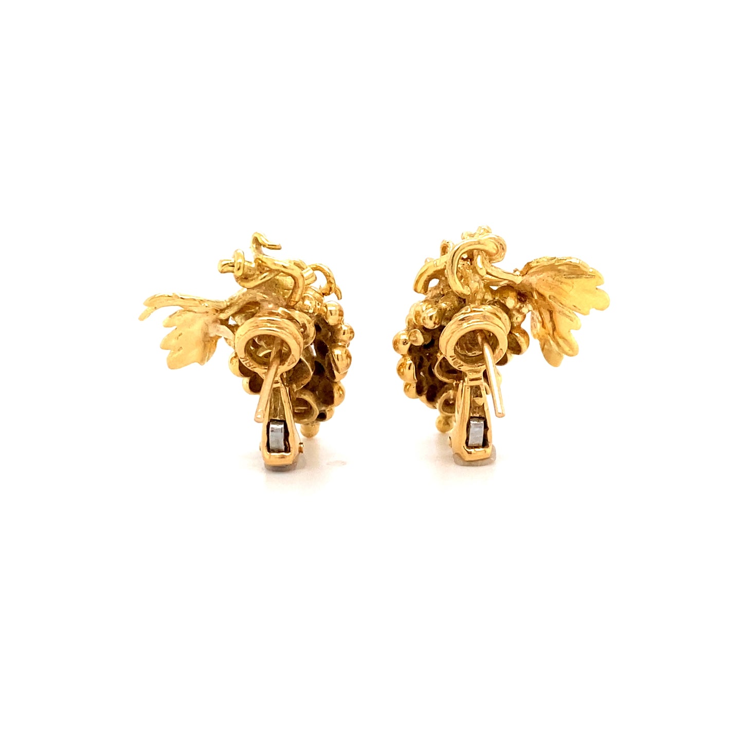 1950s Retro French Clip Grape Earrings in 18K Gold