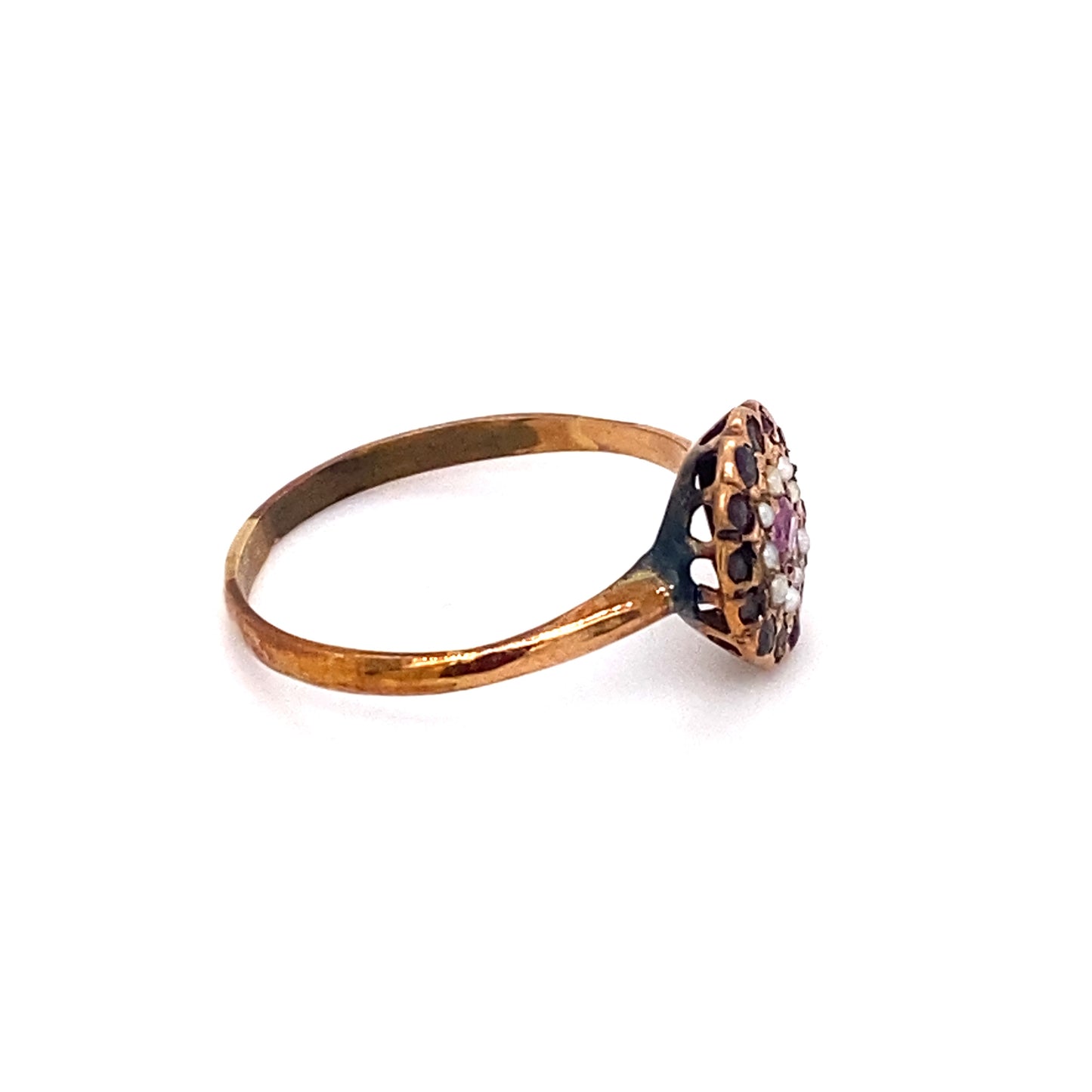 1890s Victorian Ruby, Garnet and Pearl Ring