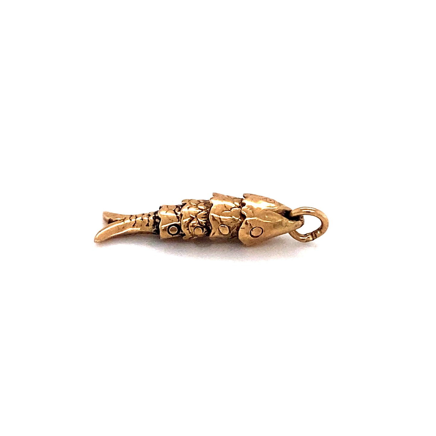 Vintage 1980s Articulated Fish Charm in 14K Gold