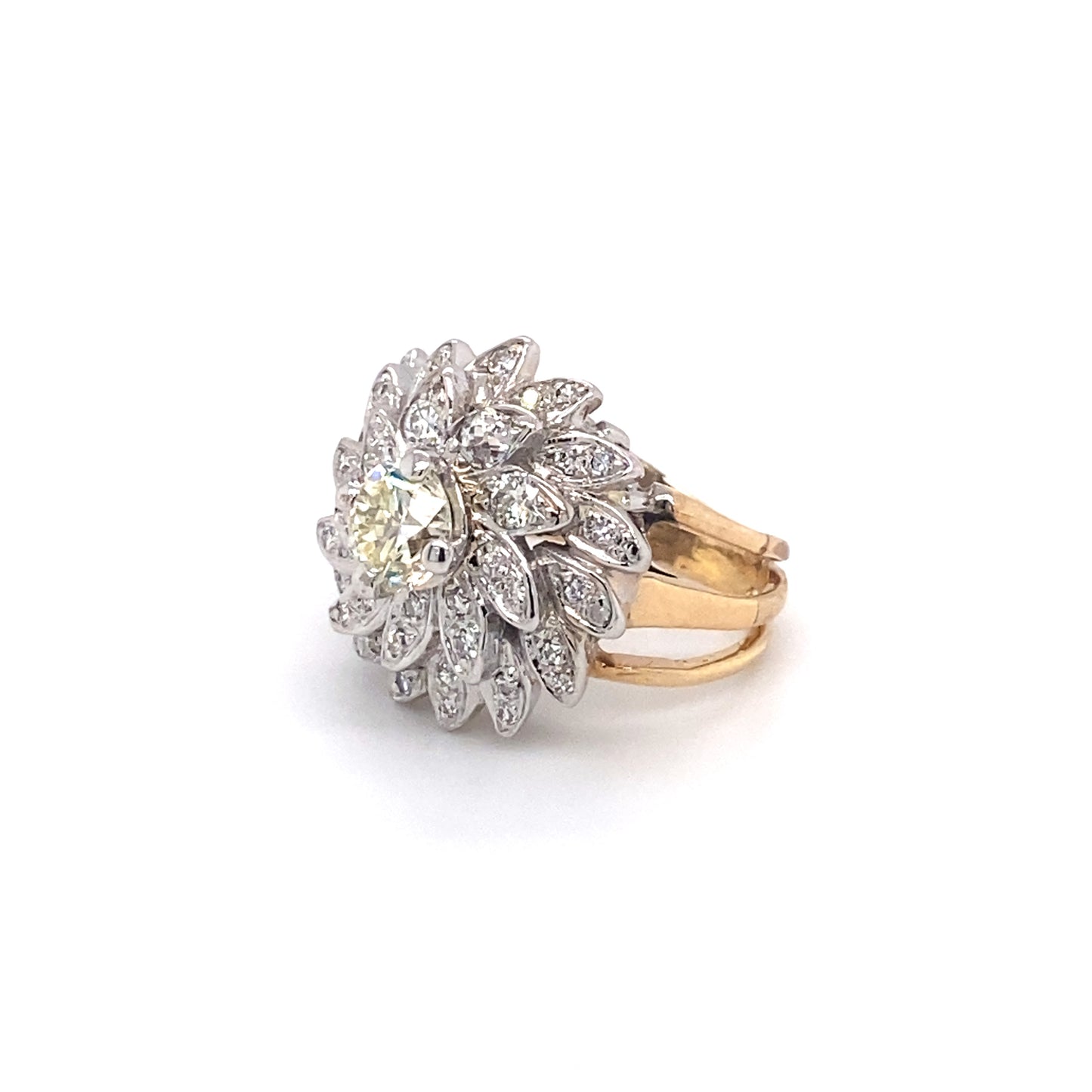 1940s Vintage 1.50ctw Diamond Waterfall Ring in 14K Two-Tone Gold