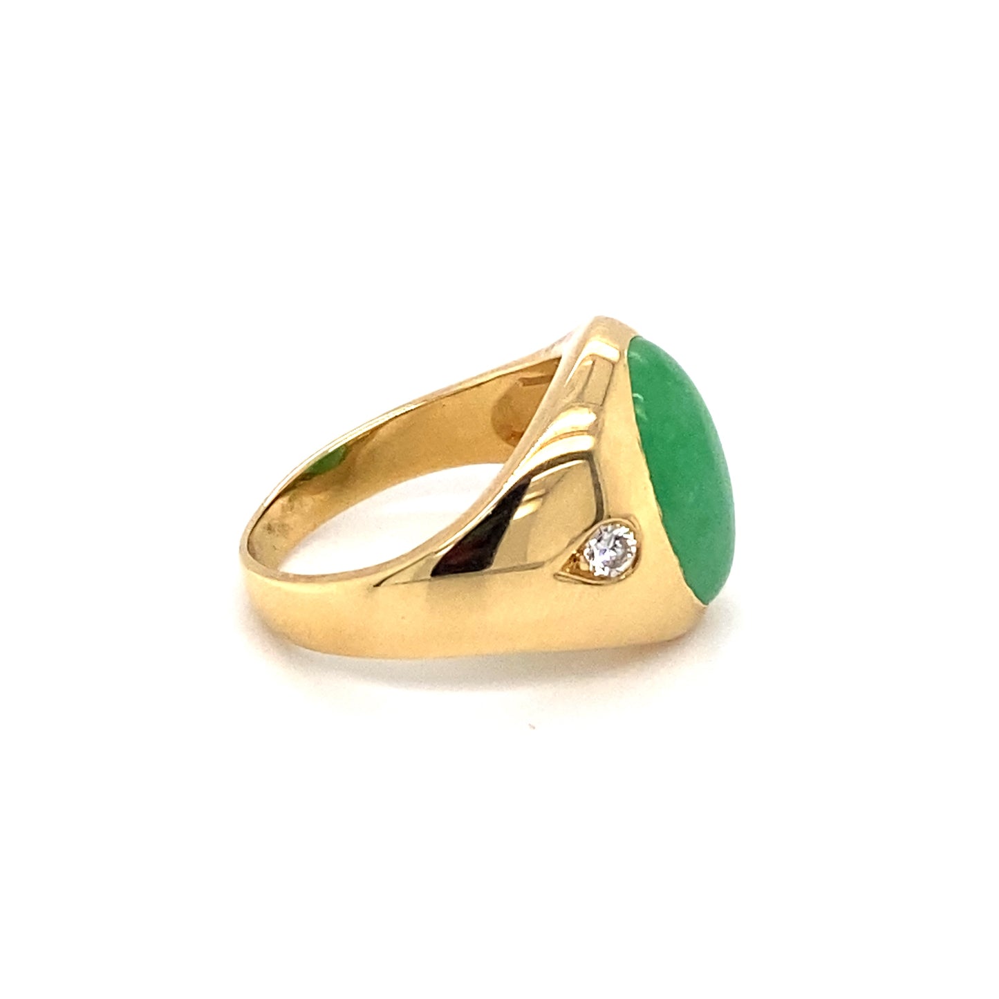CDL Oval Jade and Diamond Ring in 18 Karat Gold