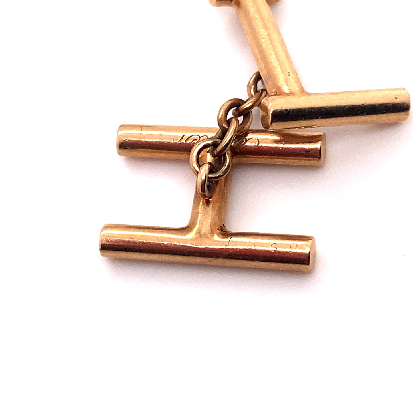Cartier 1950s Vintage "LH" Initial Cufflinks in 14 Karat Gold
