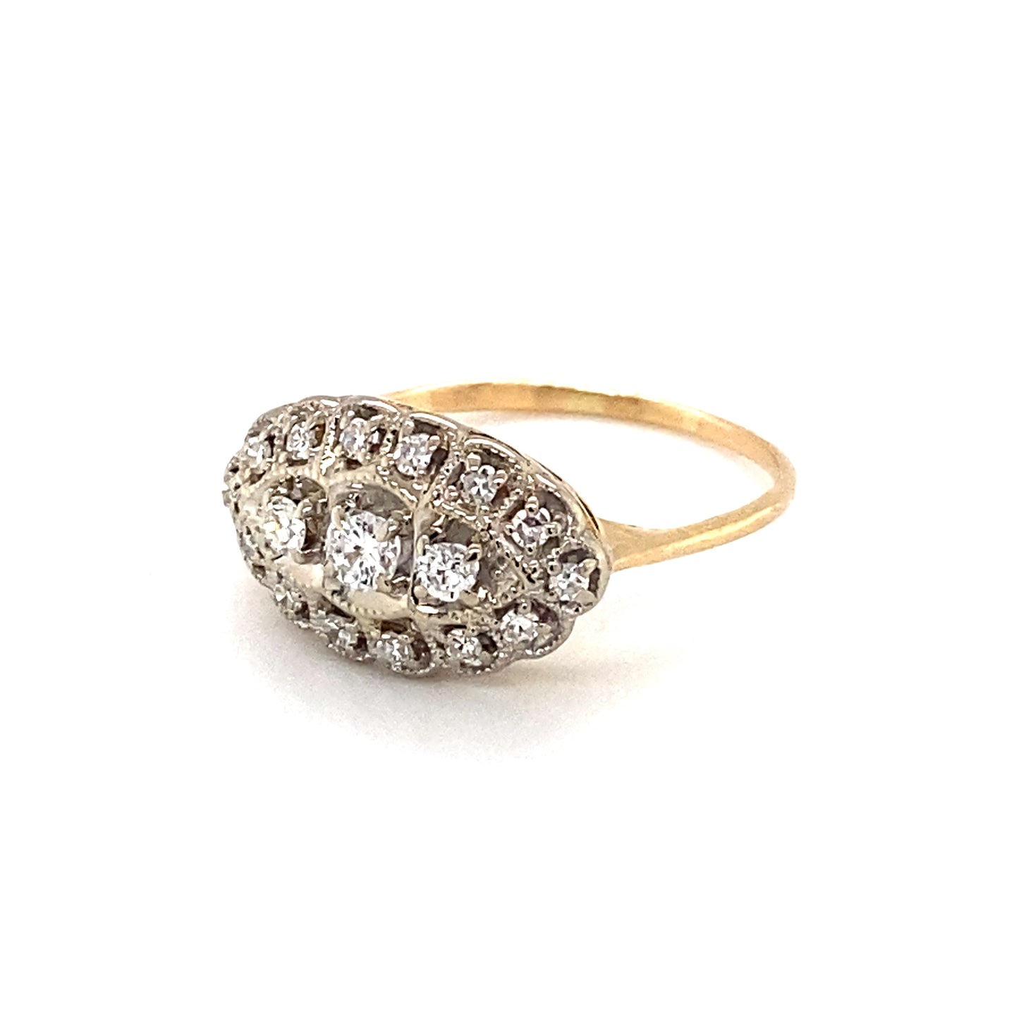 Circa 1930 Art Deco 0.25ct Diamond Ring in 14K White and Yellow Gold