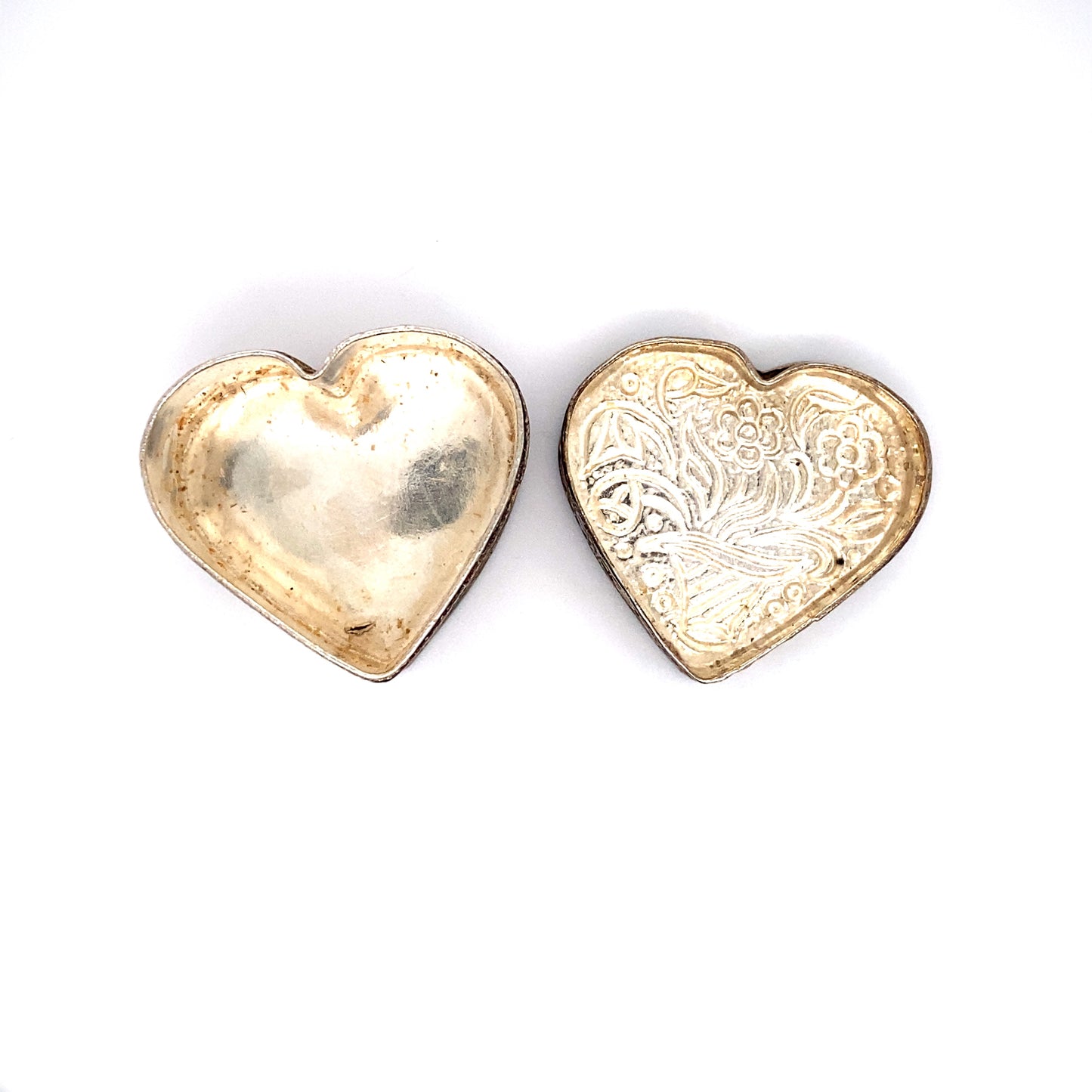 Circa 1960 Indian Enamel Heart-Shaped Trinket Box in Sterling Silver