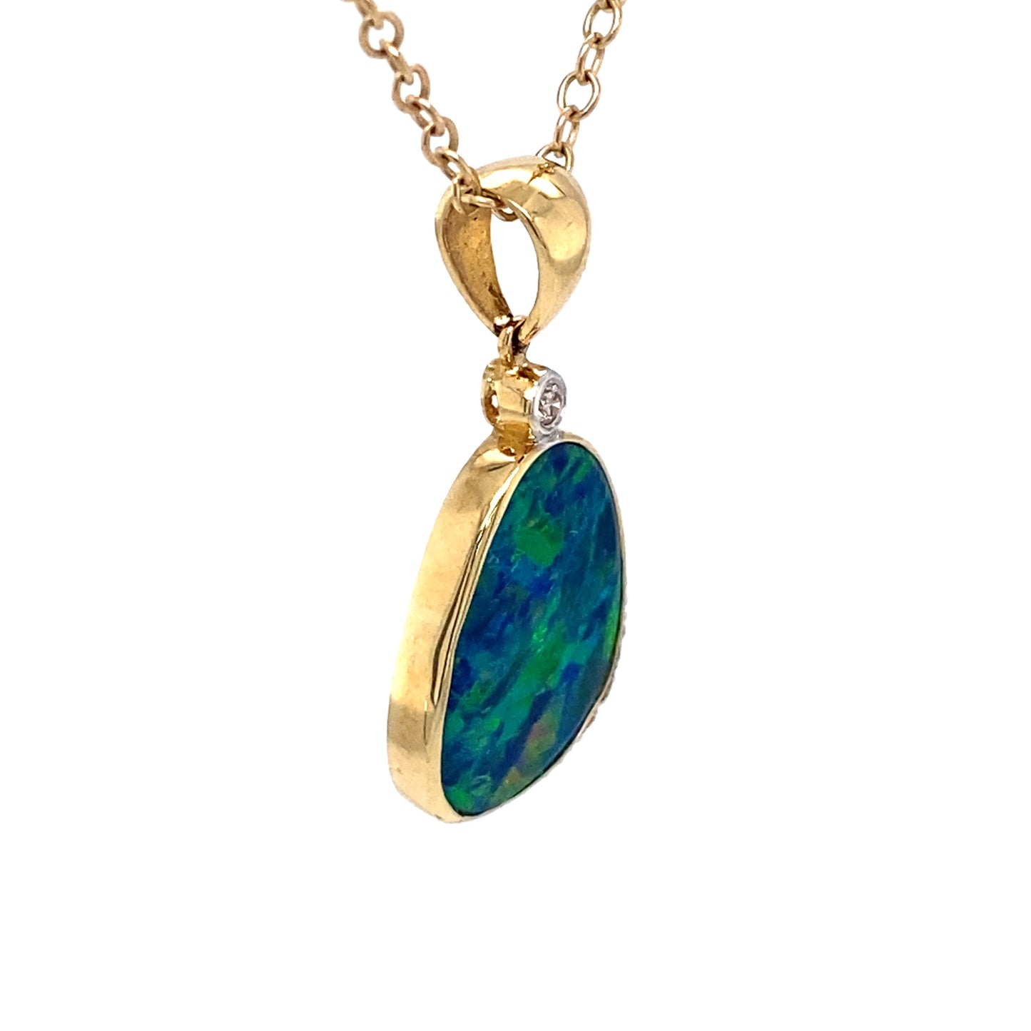 Circa 1980 Boulder Opal and Diamond Pendant in 18 Karat Gold
