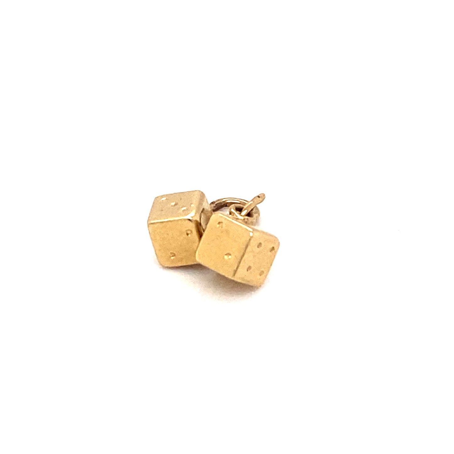 Circa 1980 Hanging Dice Charm in 14 Karat Gold