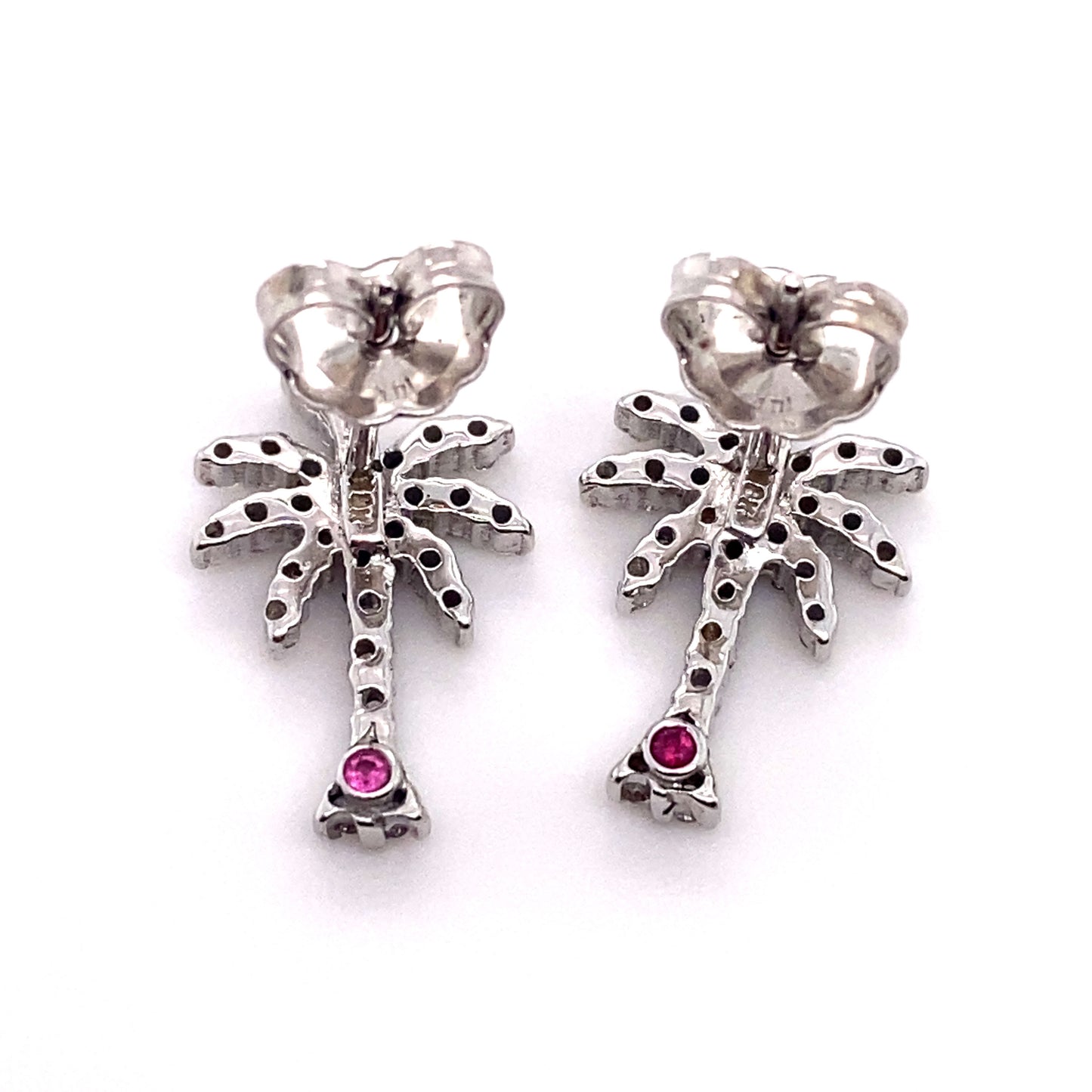 Roberto Coin Palm Tree Diamond Stud Earrings in 18 Karat White Gold