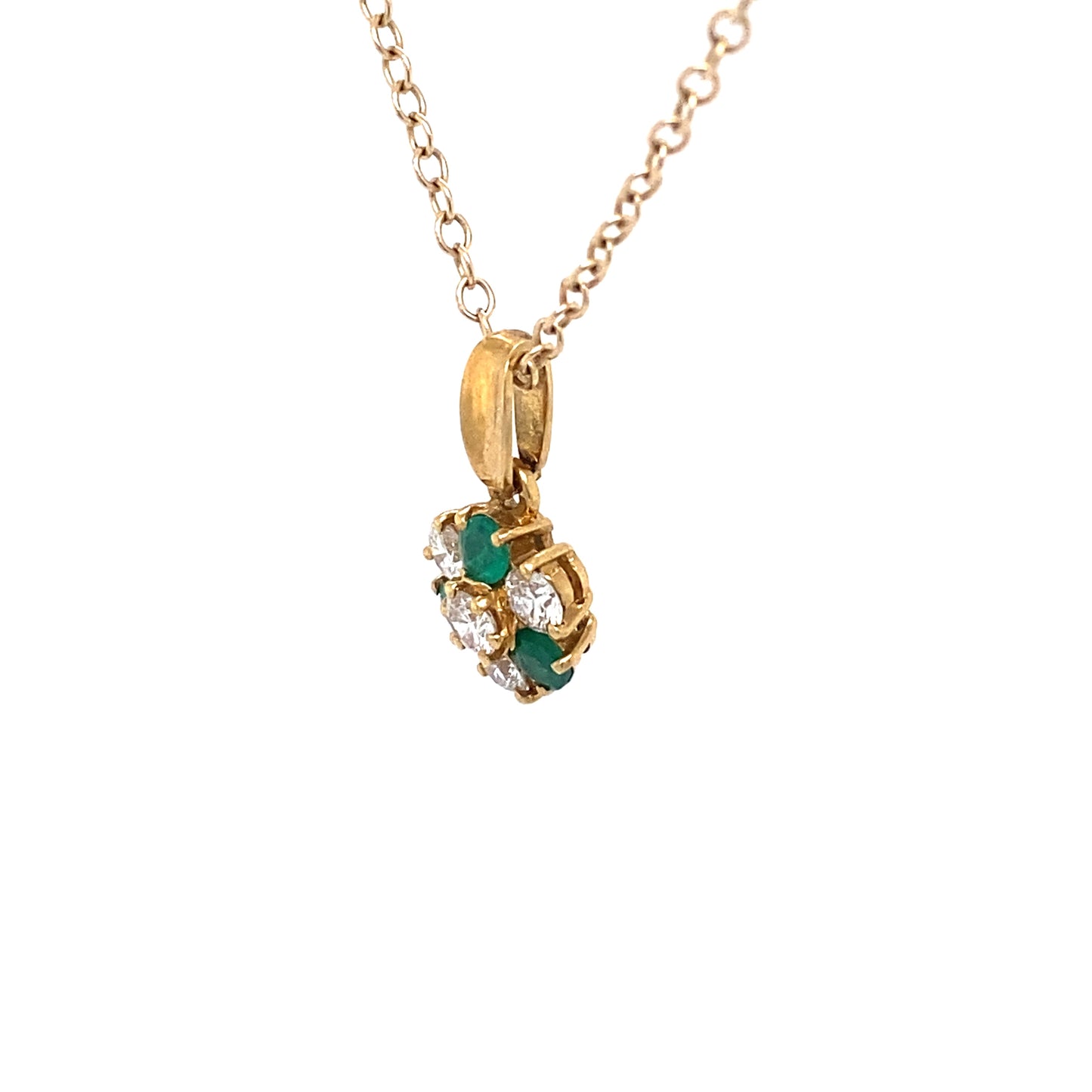 Circa 1970s 0.50ct Diamond and Colombian Emerald Cluster Pendant in 18K Gold