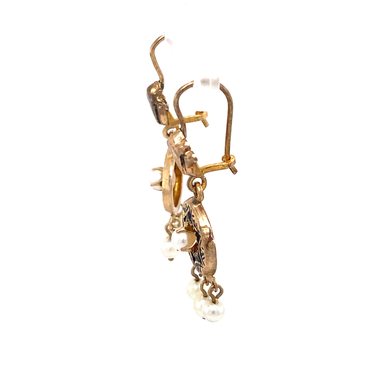 Circa 1920s Pearl Chandelier Drop Earrings in 14K Gold