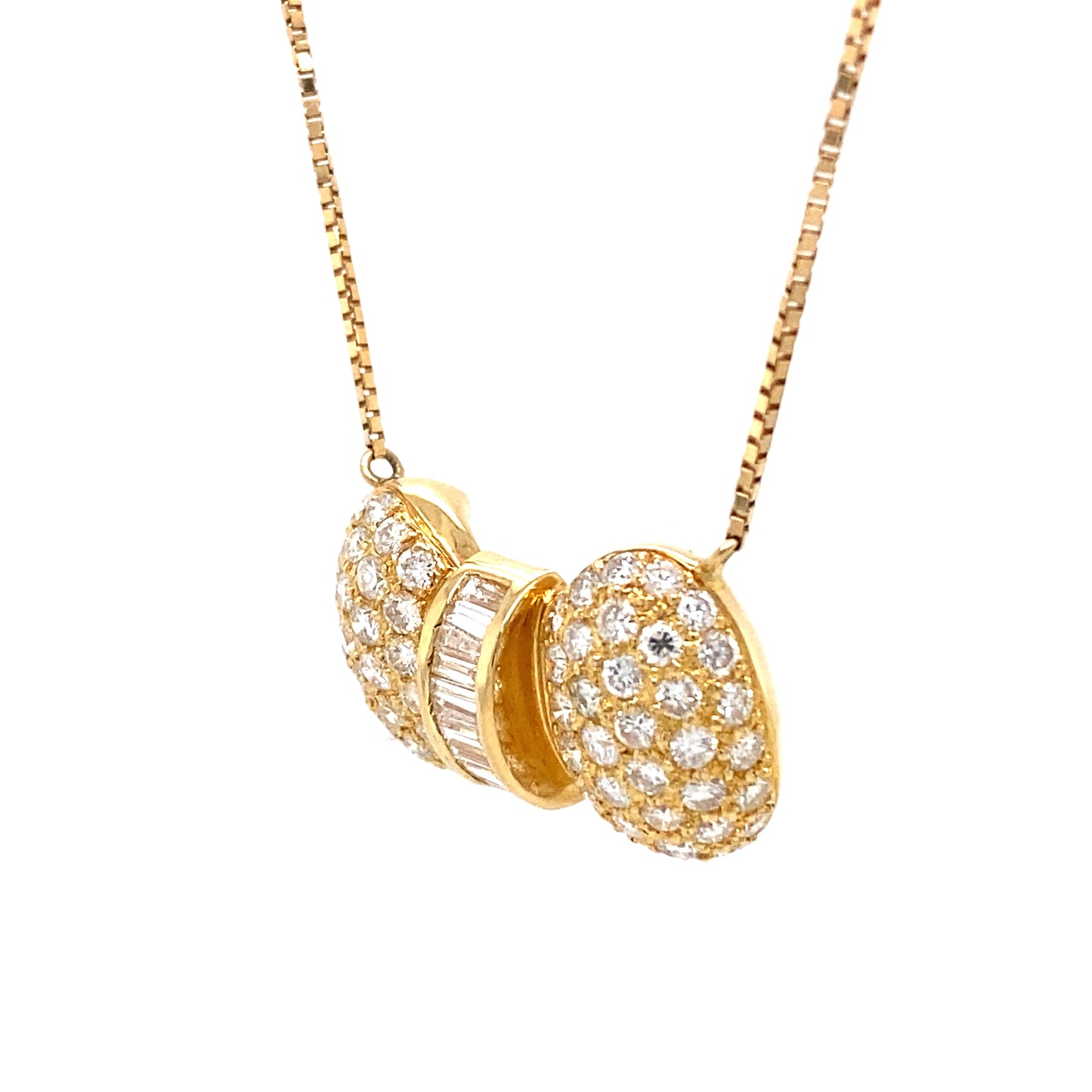 Circa 1980s 3.0 Carat Diamond Bow Pendant in 18K Gold