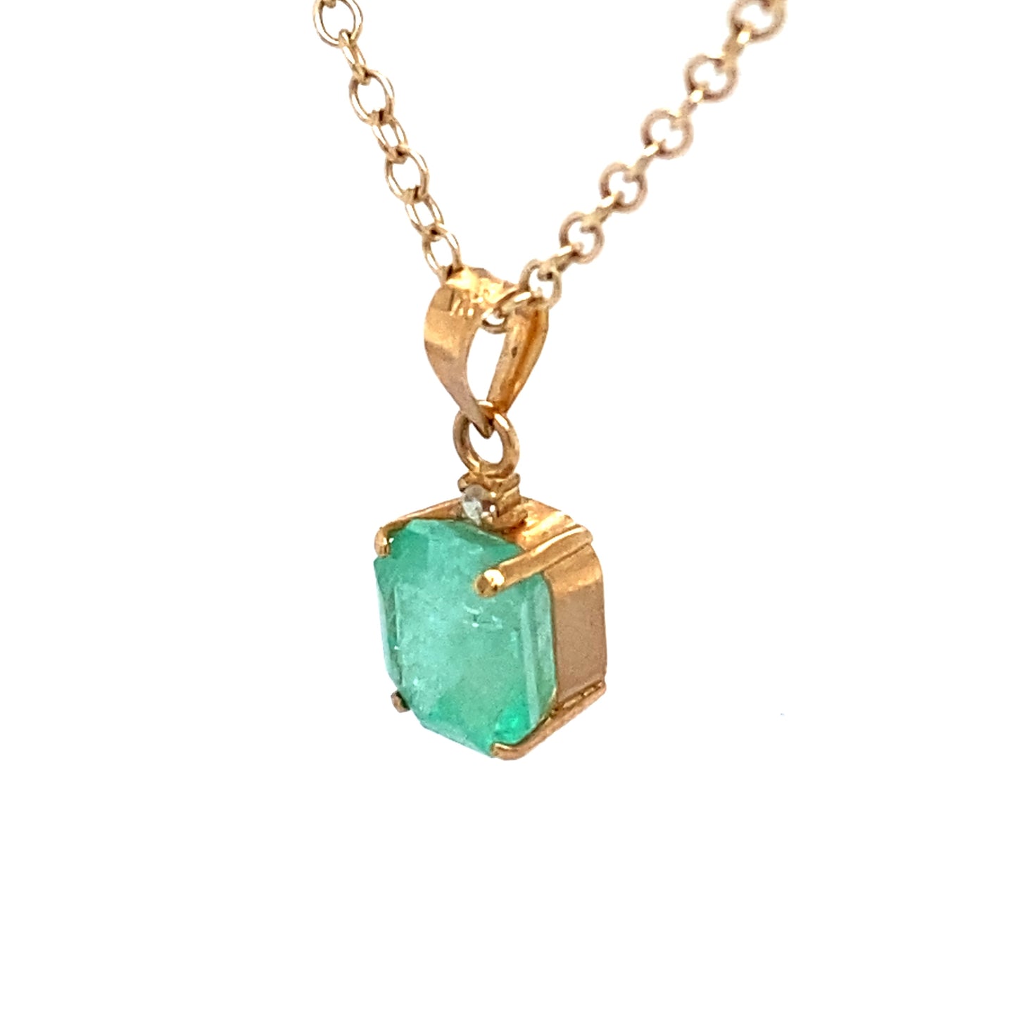 1.0 Carat Colombian Emerald and Diamond Pendant in 14K Gold