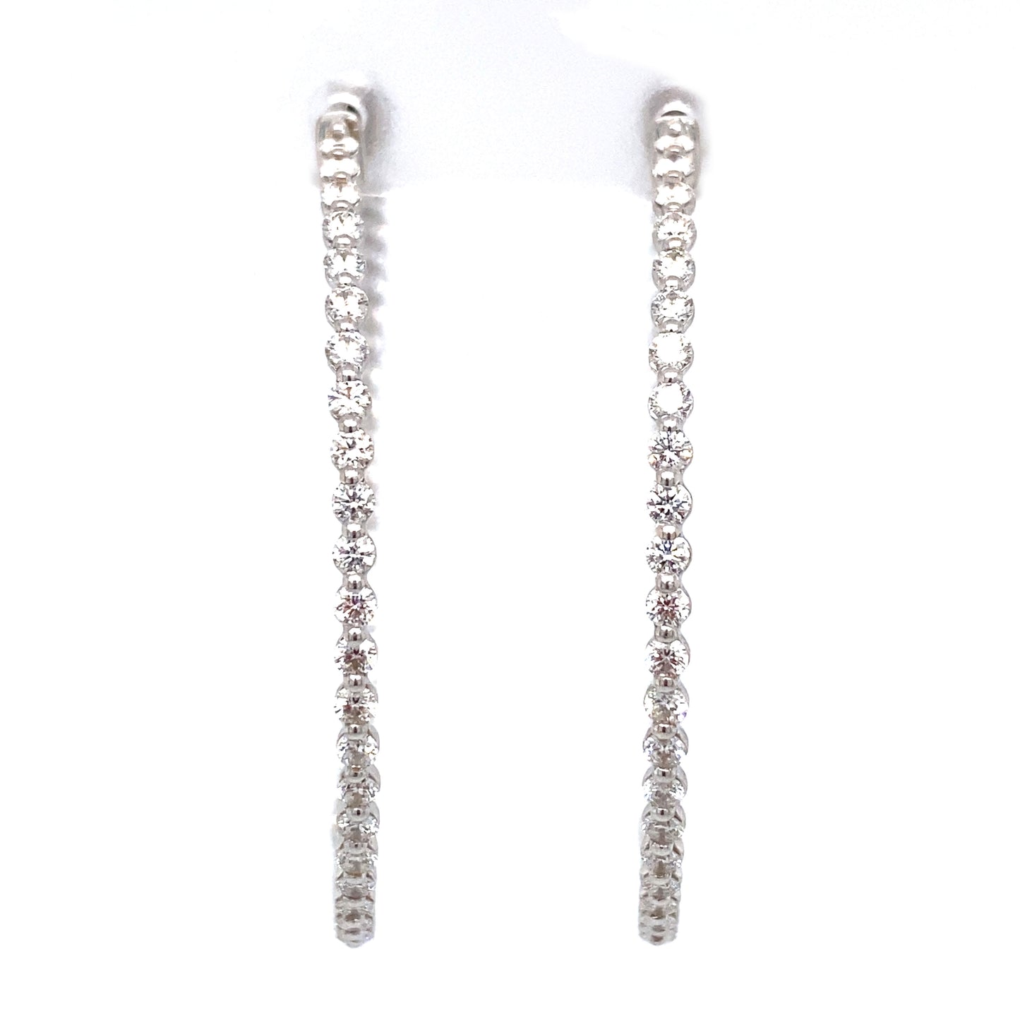 Circa 1990s 2.60 Carat Inside Out Diamond Hoop Earrings in 18K White Gold