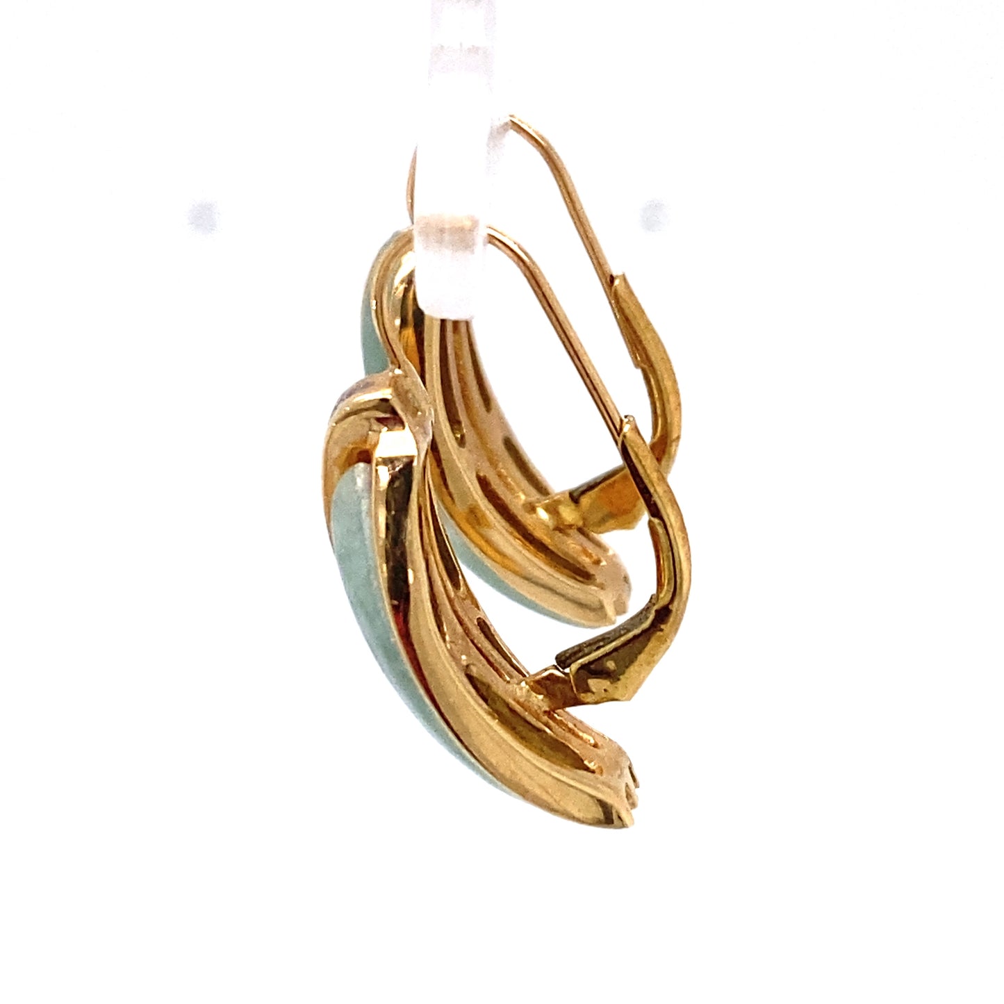 Circa 1980s Larimar and 0.10 Carat Diamond Earrings in 14K Gold