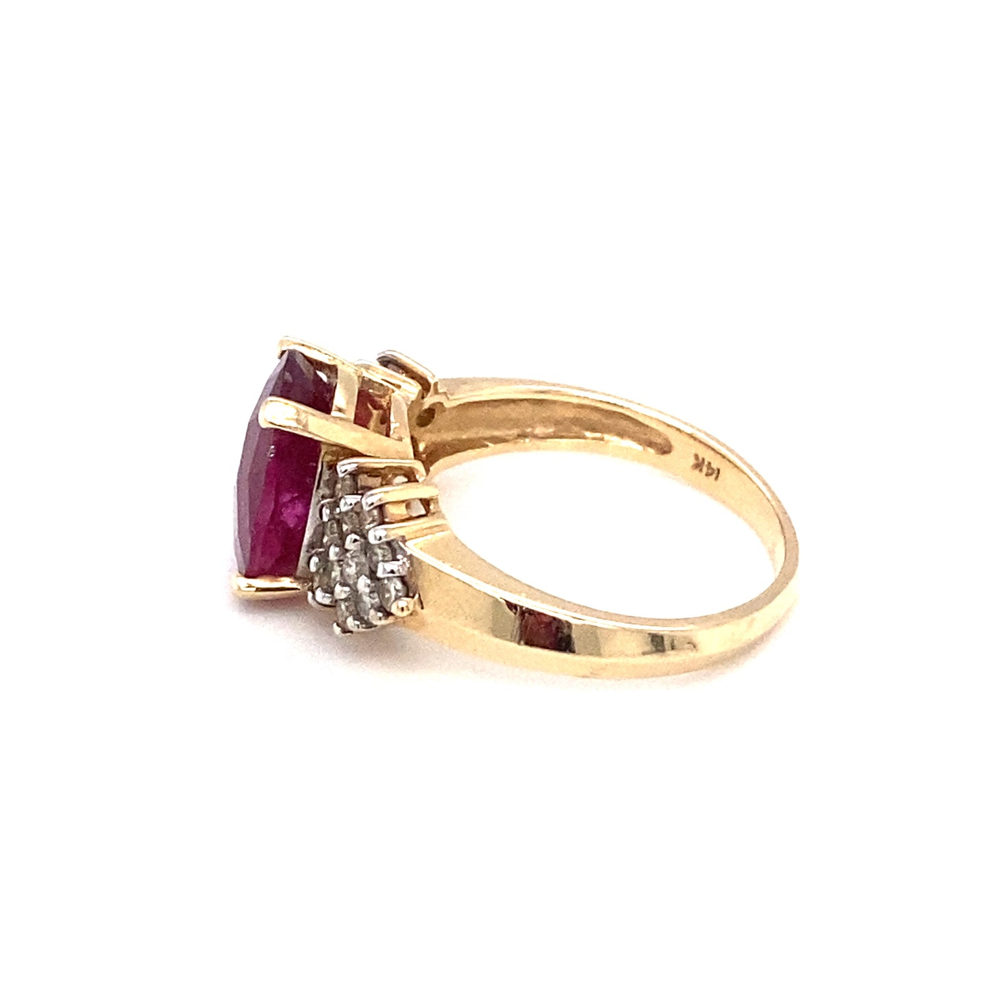 Circa 2000s Oval Pink Tourmaline and Diamond Cocktail Ring in 14k Gold