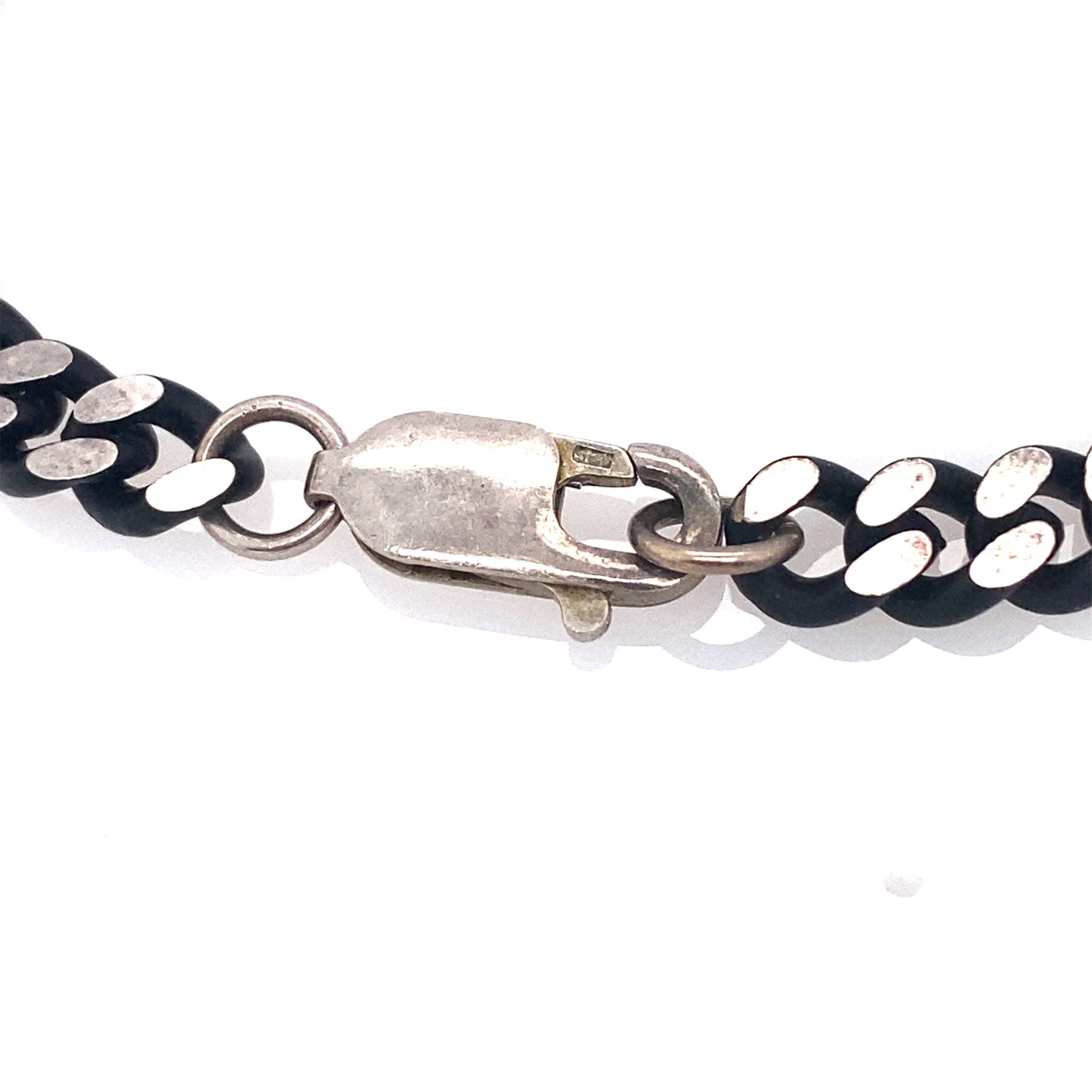 Circa 2000s Black Rhodium Double Clasp Curb Chain in Sterling Silver