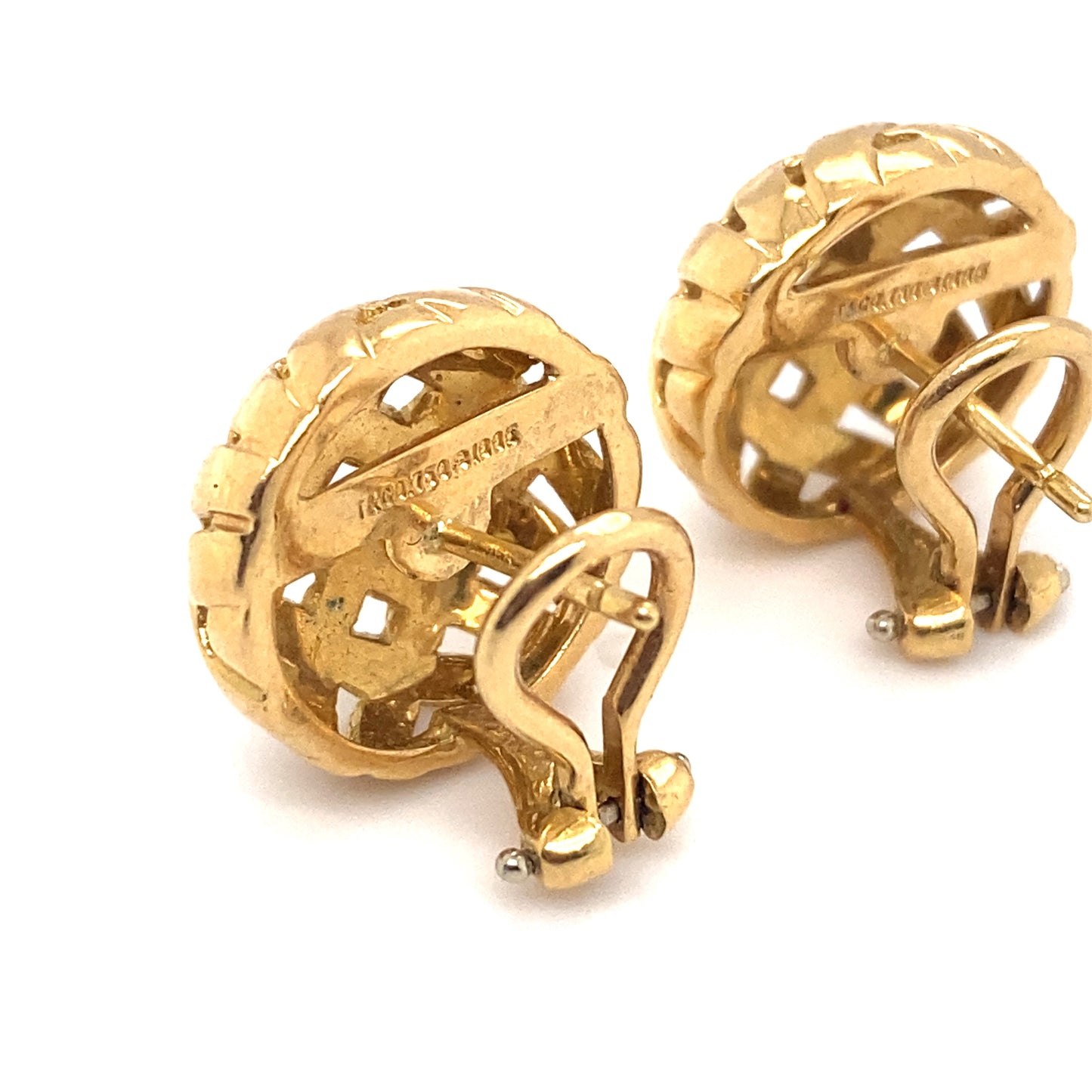 Tiffany & Co Vannerie Woven Button Earrings in 18K Gold