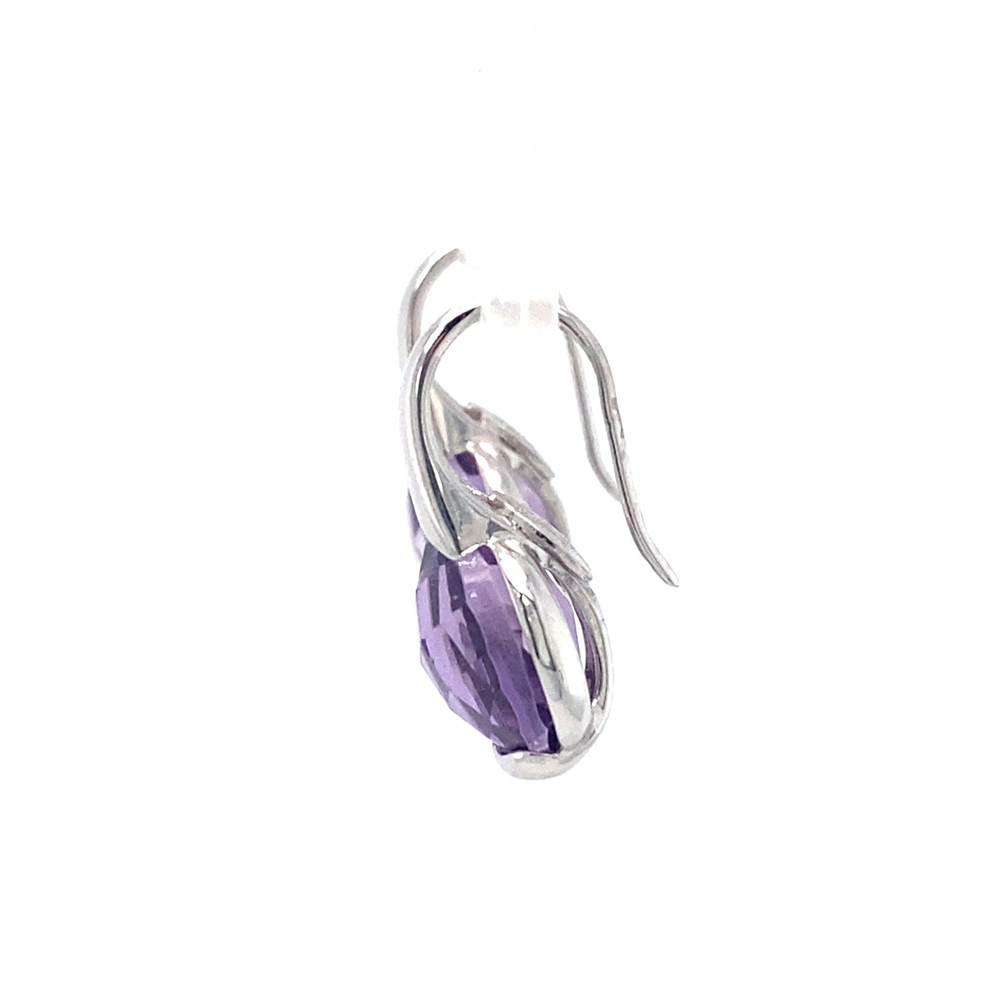 Italian Le Gi Oval Amethyst Earrings in 18K White Gold