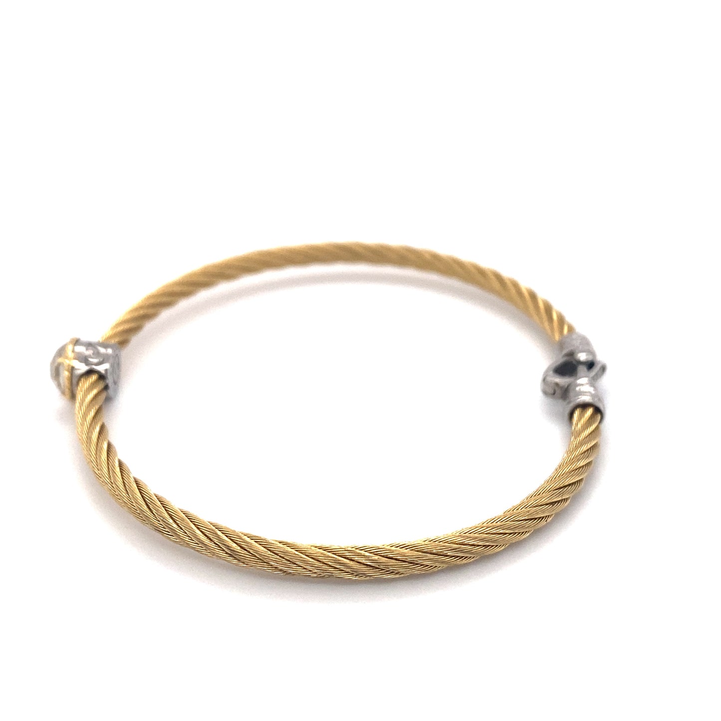 Charriol Bangle Bracelet with Faceted Quartz in Steel and 18K Gold