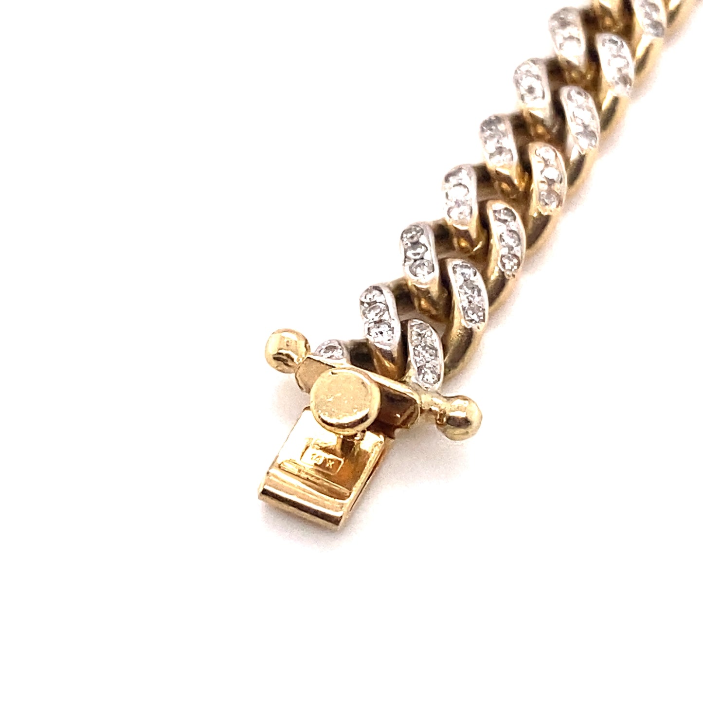 Circa 2000s 4.0 Carat Diamond Curb Link Chain Bracelet in 14K Gold