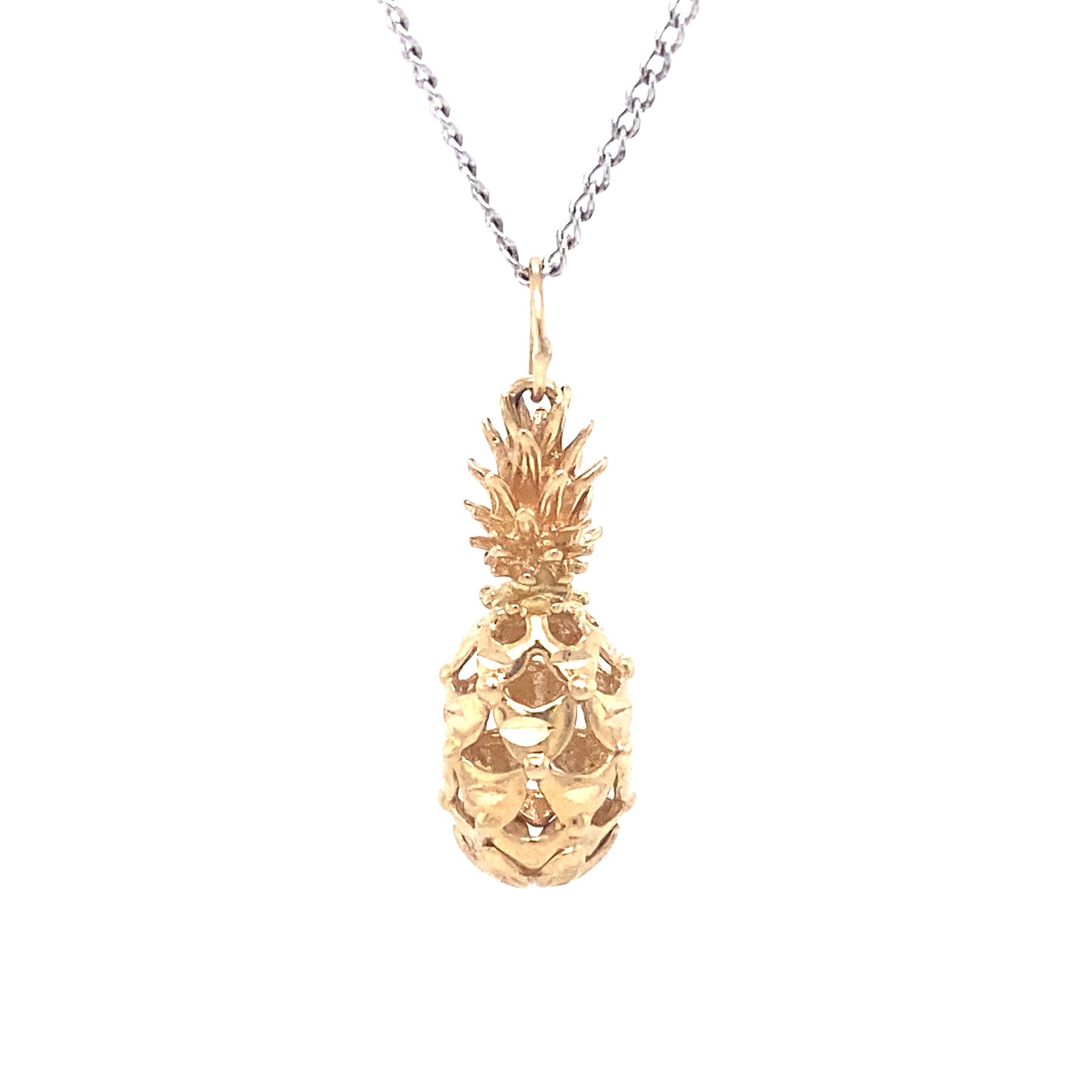 Circa 1980s Italian Pineapple Pendant or Charm in 14K Gold