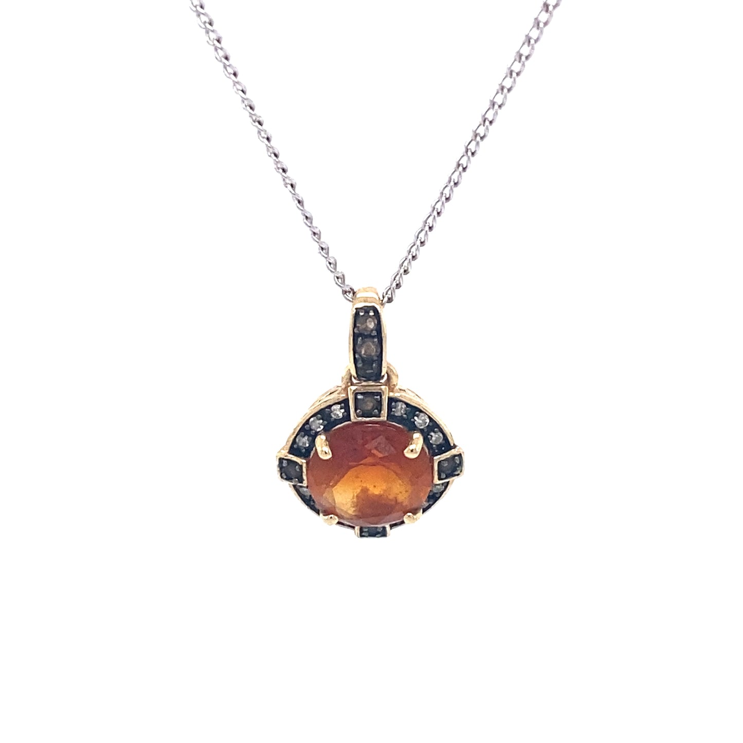 Circa 2000s Citrine and Diamond Pendant in 10K Gold