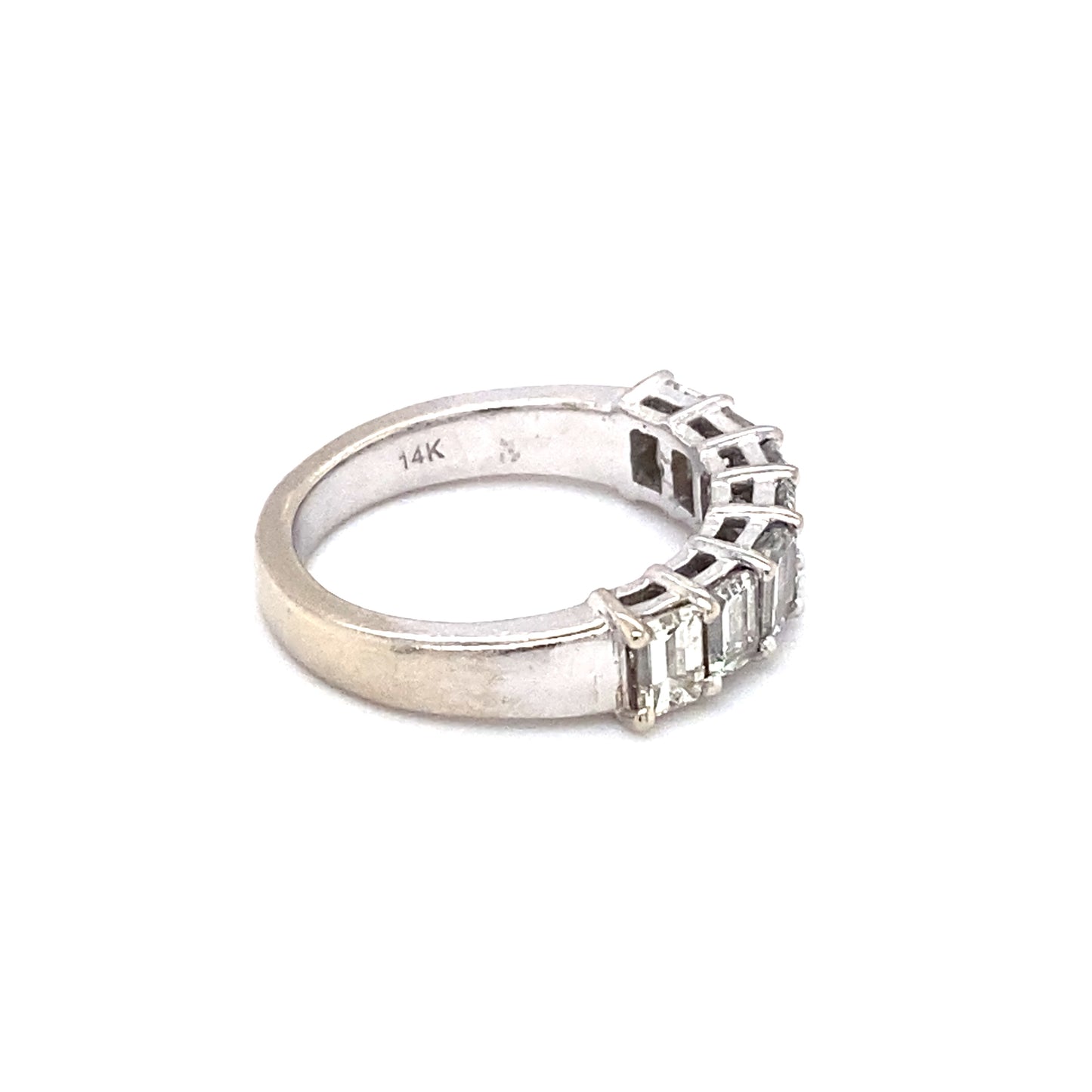 Circa 1980s 1.50 Carat Emerald Cut Diamond Anniversary Band in 14K White Gold