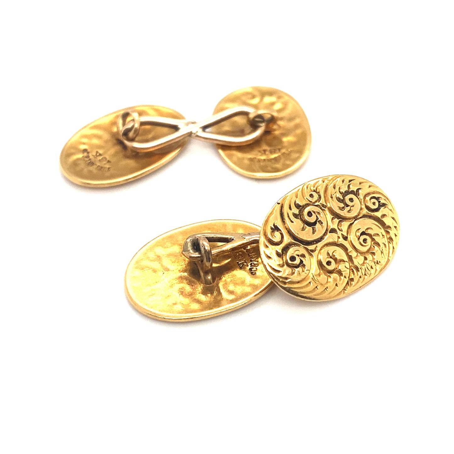 Circa 1890s Tiffany & Co. Etched Cufflinks in 18K Gold