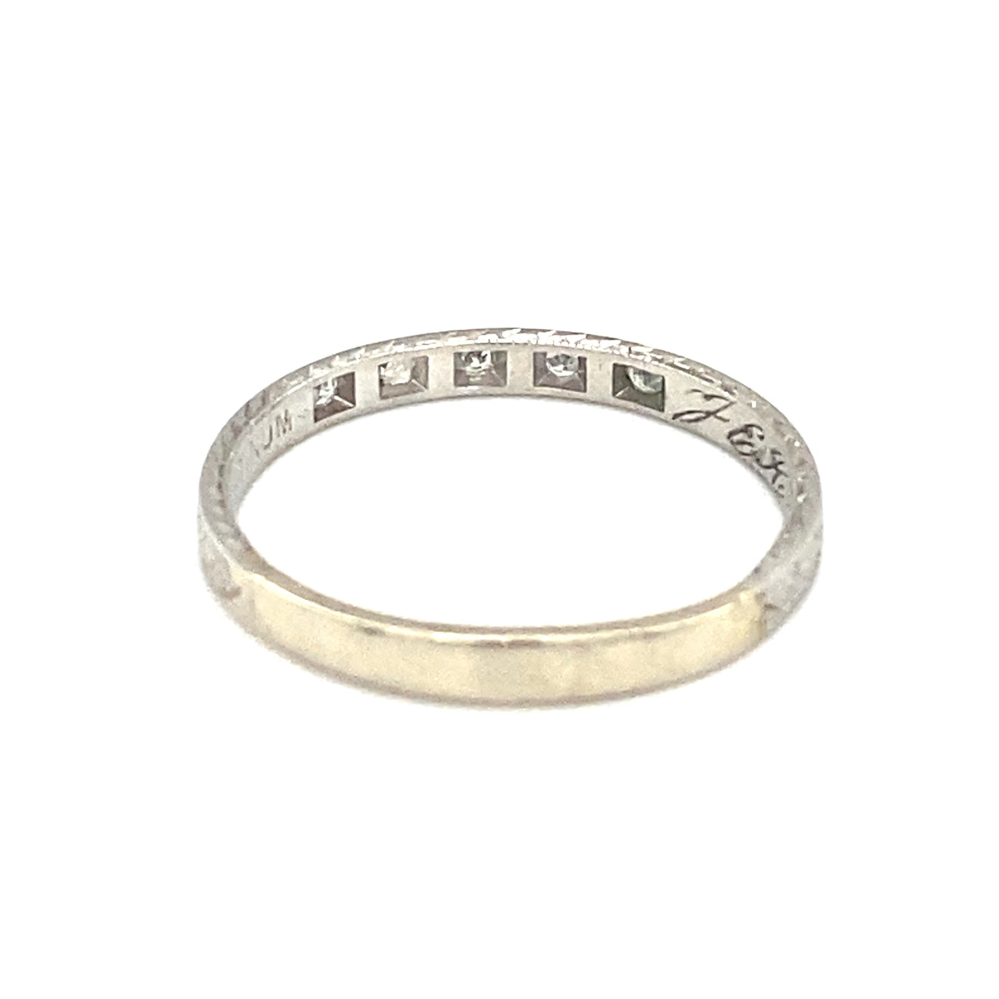 Circa 1920s Five Stone Diamond Art Deco Wedding Band in Platinum