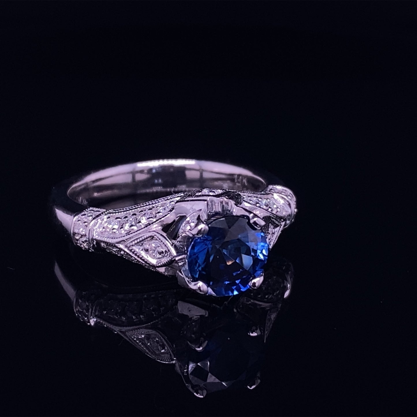 GABRIEL & CO 2.0ct Iolite and Diamond Engagement Ring in 14K White Gold