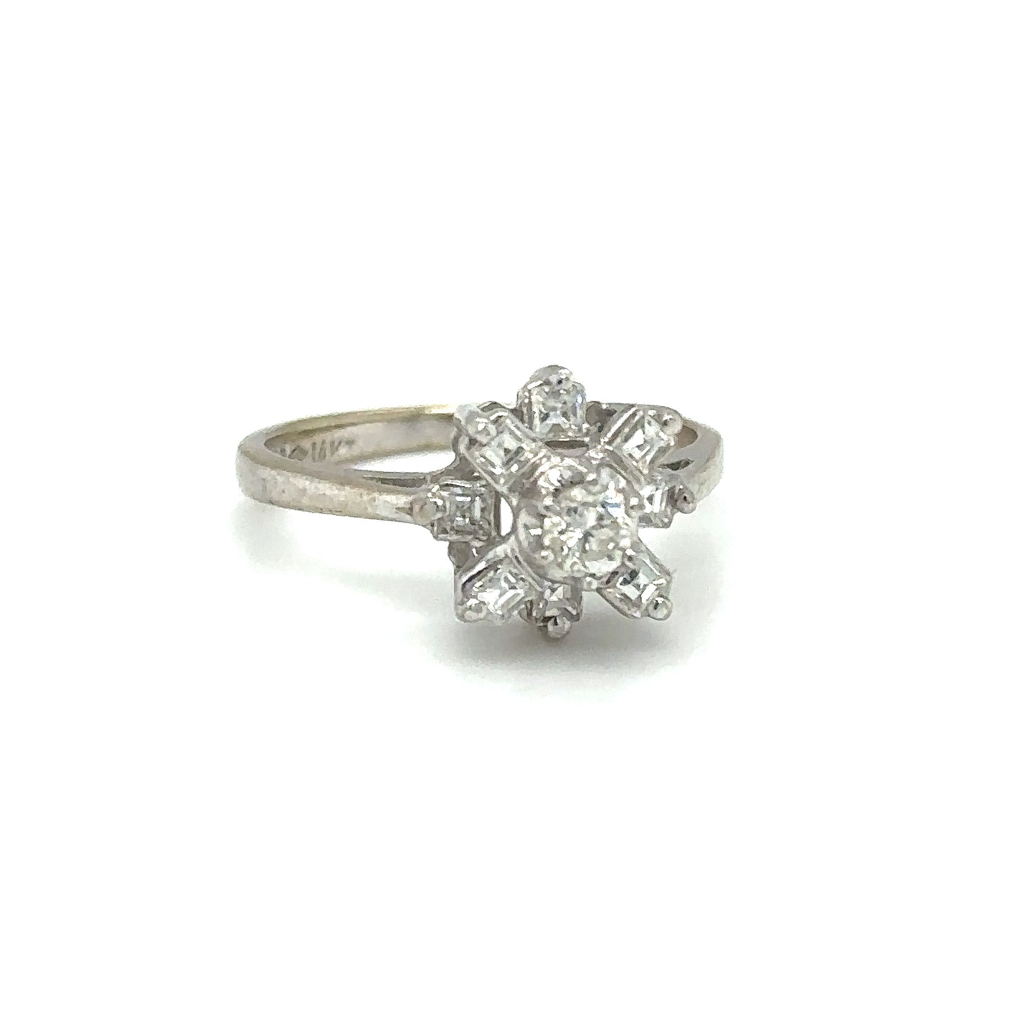 Italian Made Diamond Snowflake Ring in 18K White Gold