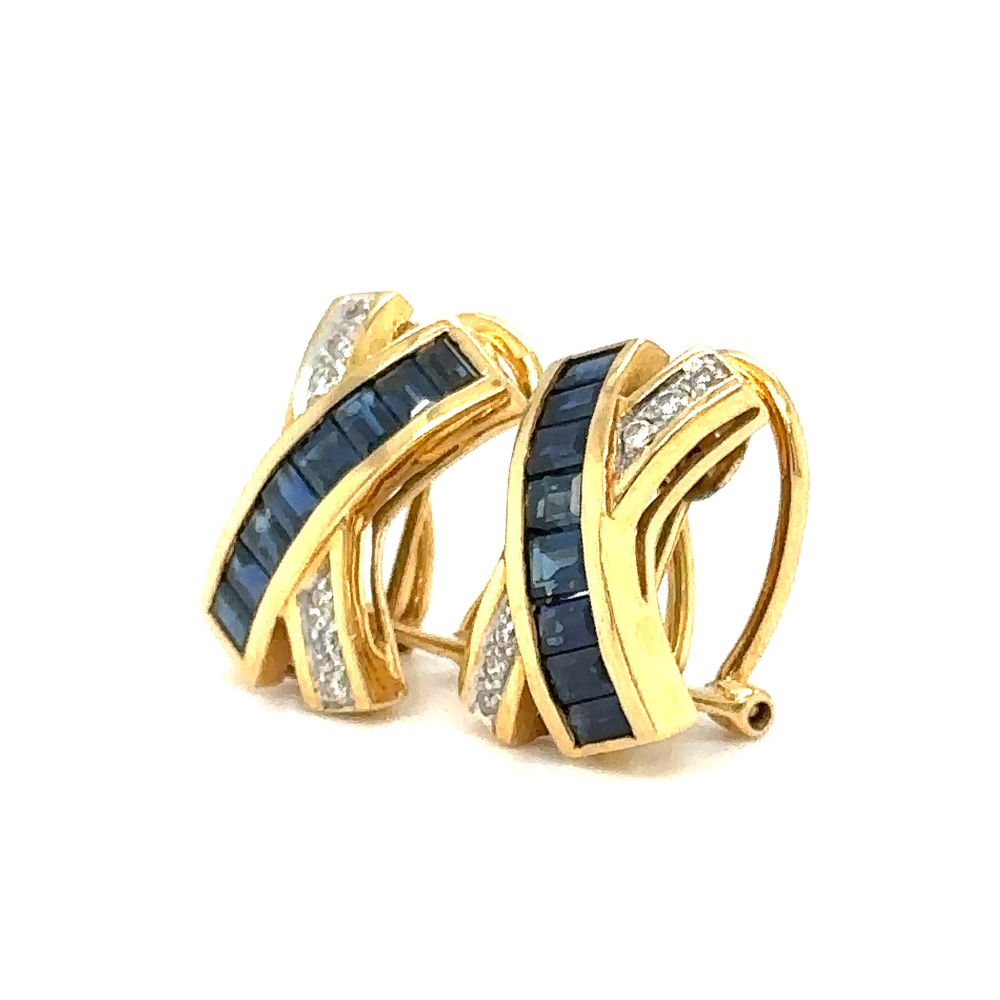 LE VIAN X Style Earrings with Sapphires and Diamonds in 18K Gold